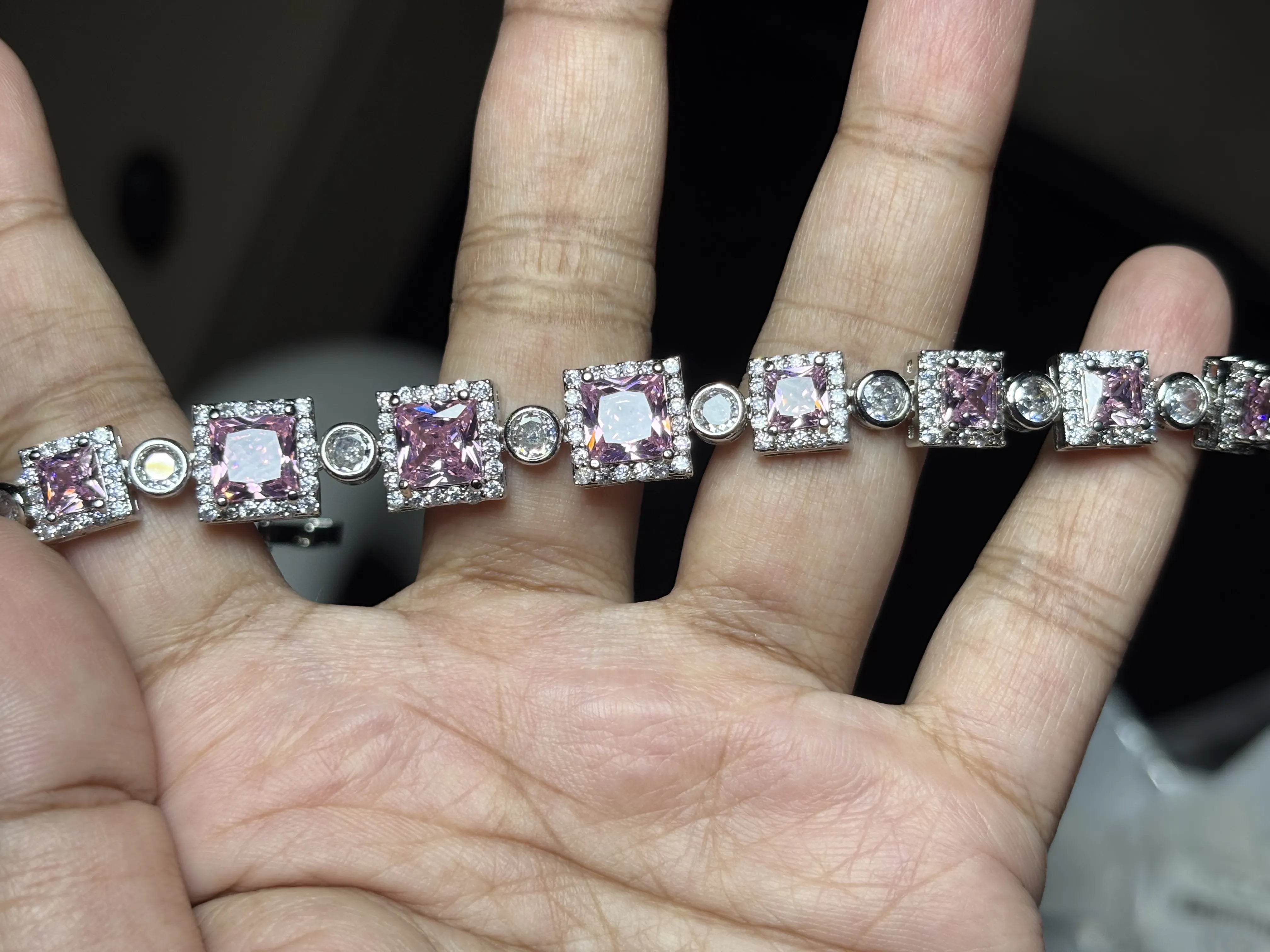 Pink Sapphire Hex Bracelet