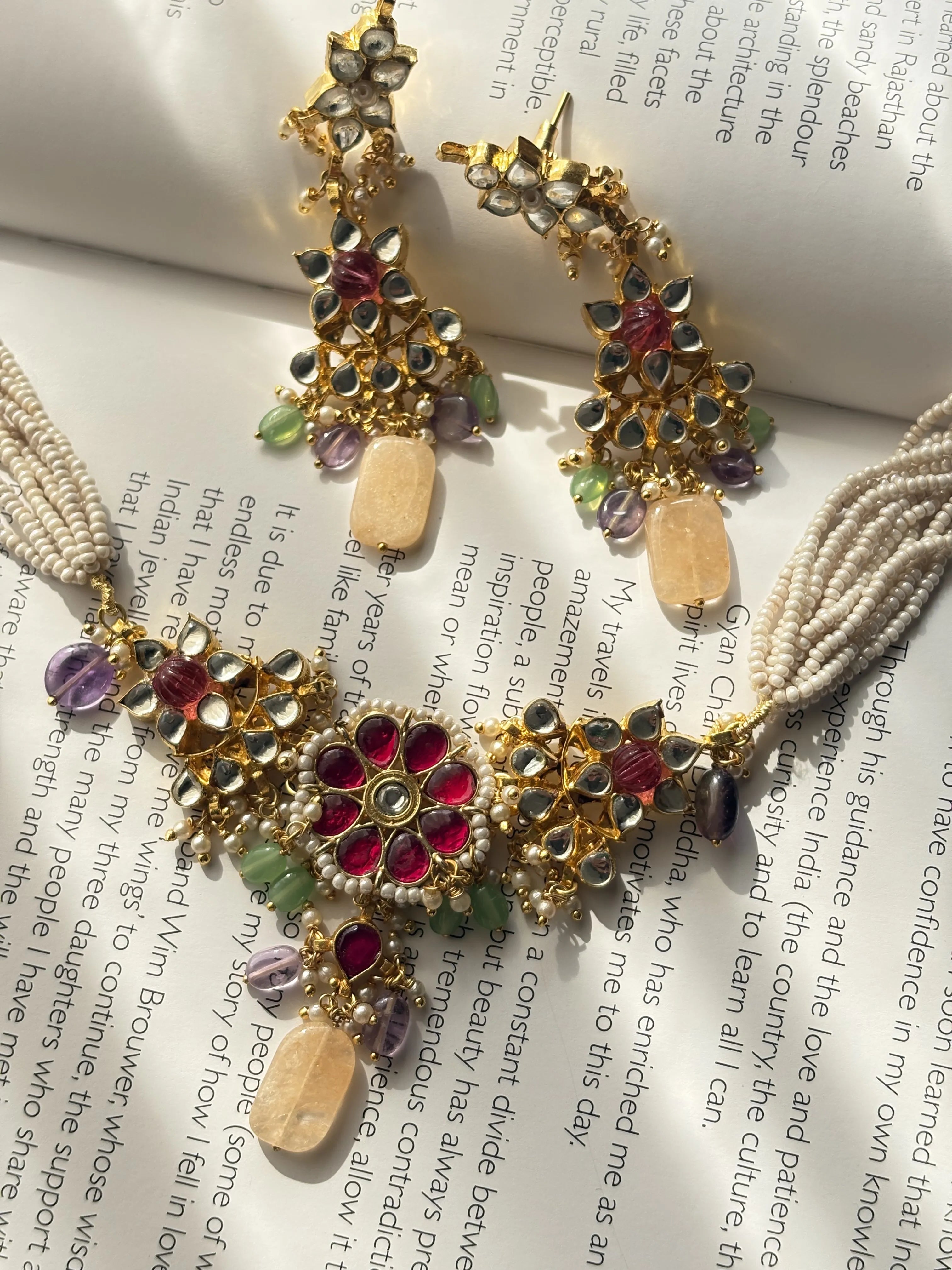 Paachi Kundan Multicolor Choker with Semi Precious Stones