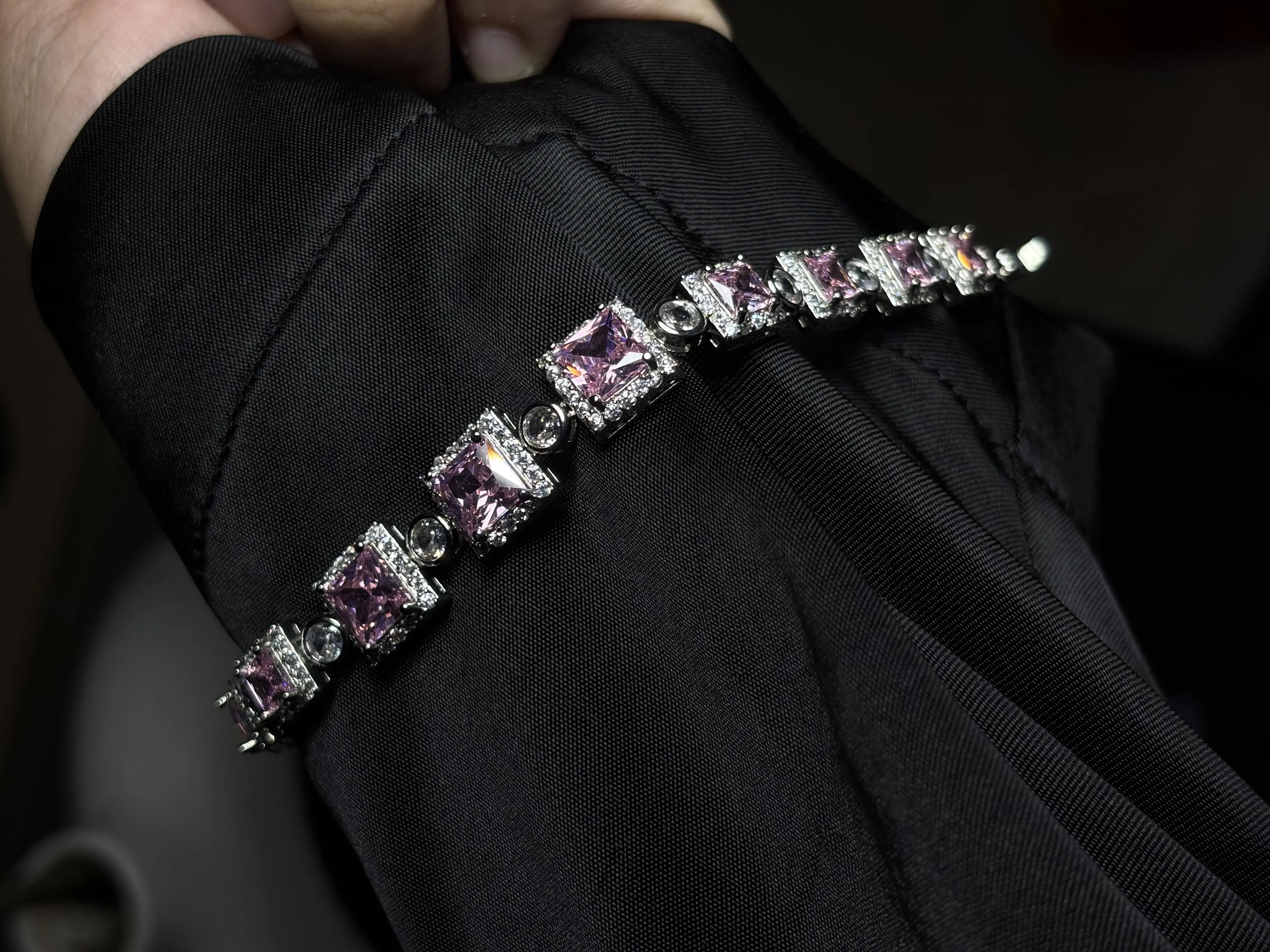 Pink Sapphire Hex Bracelet