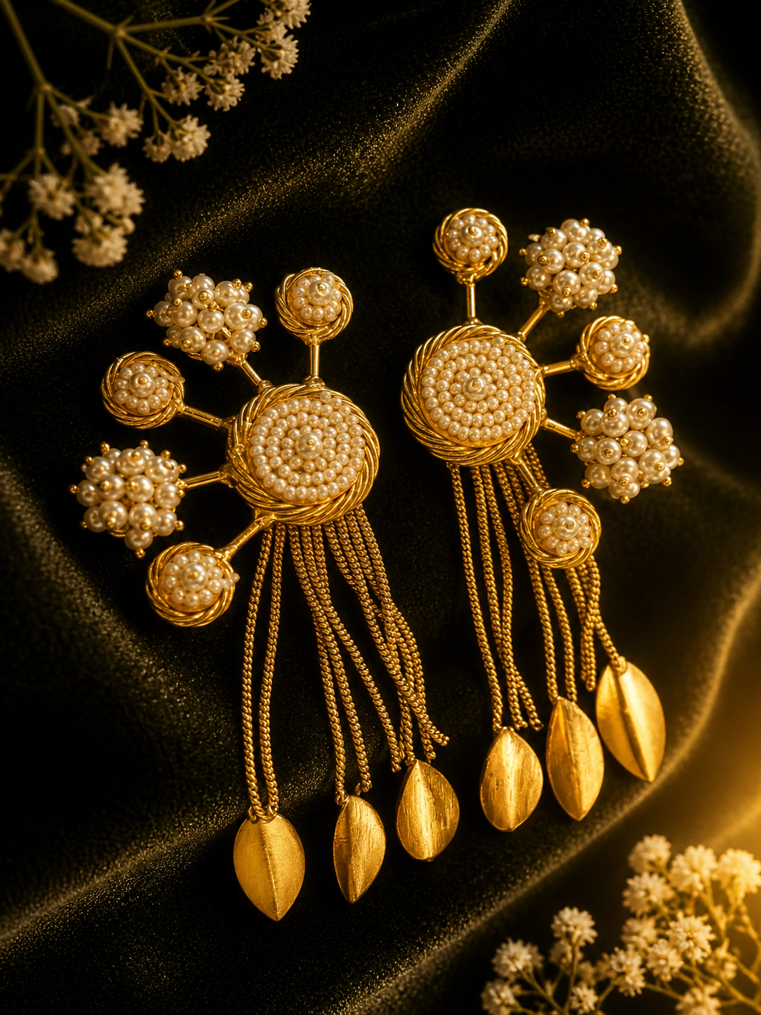 Midas Pearl Cascade Statement Earrings