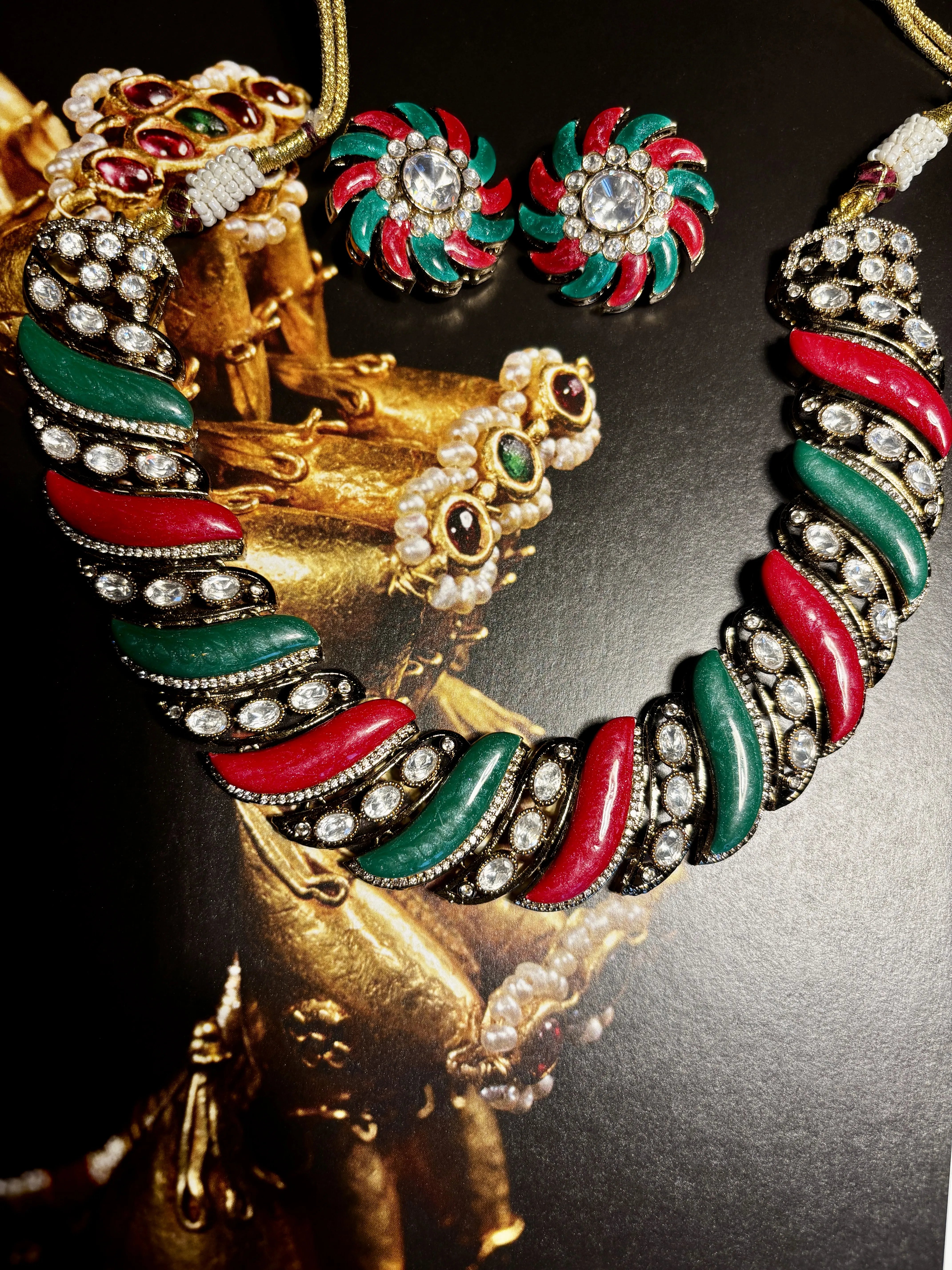 Meenakari Swirl Heritage Necklace Set