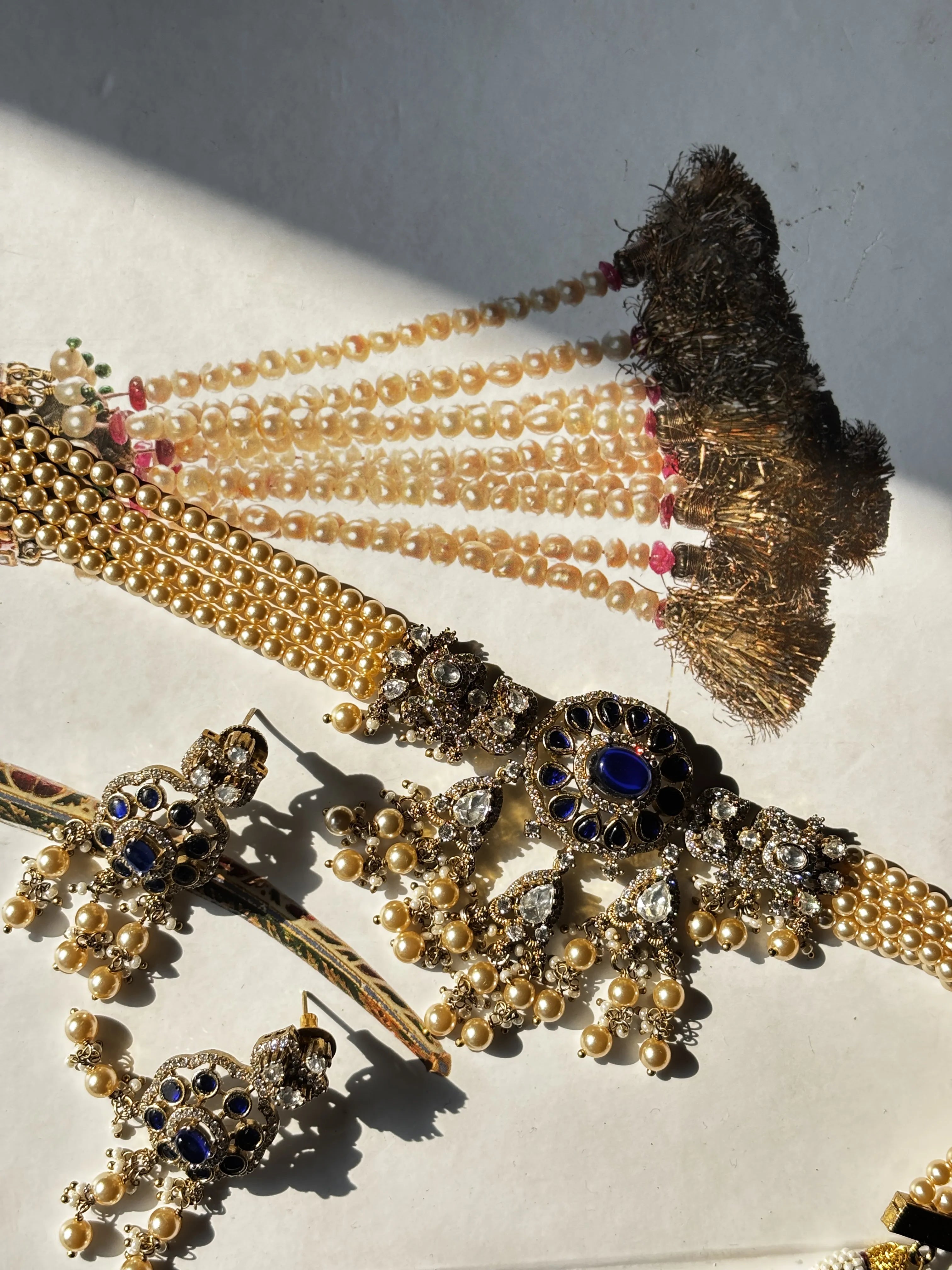 Royal Blue Kundan Pearl Set