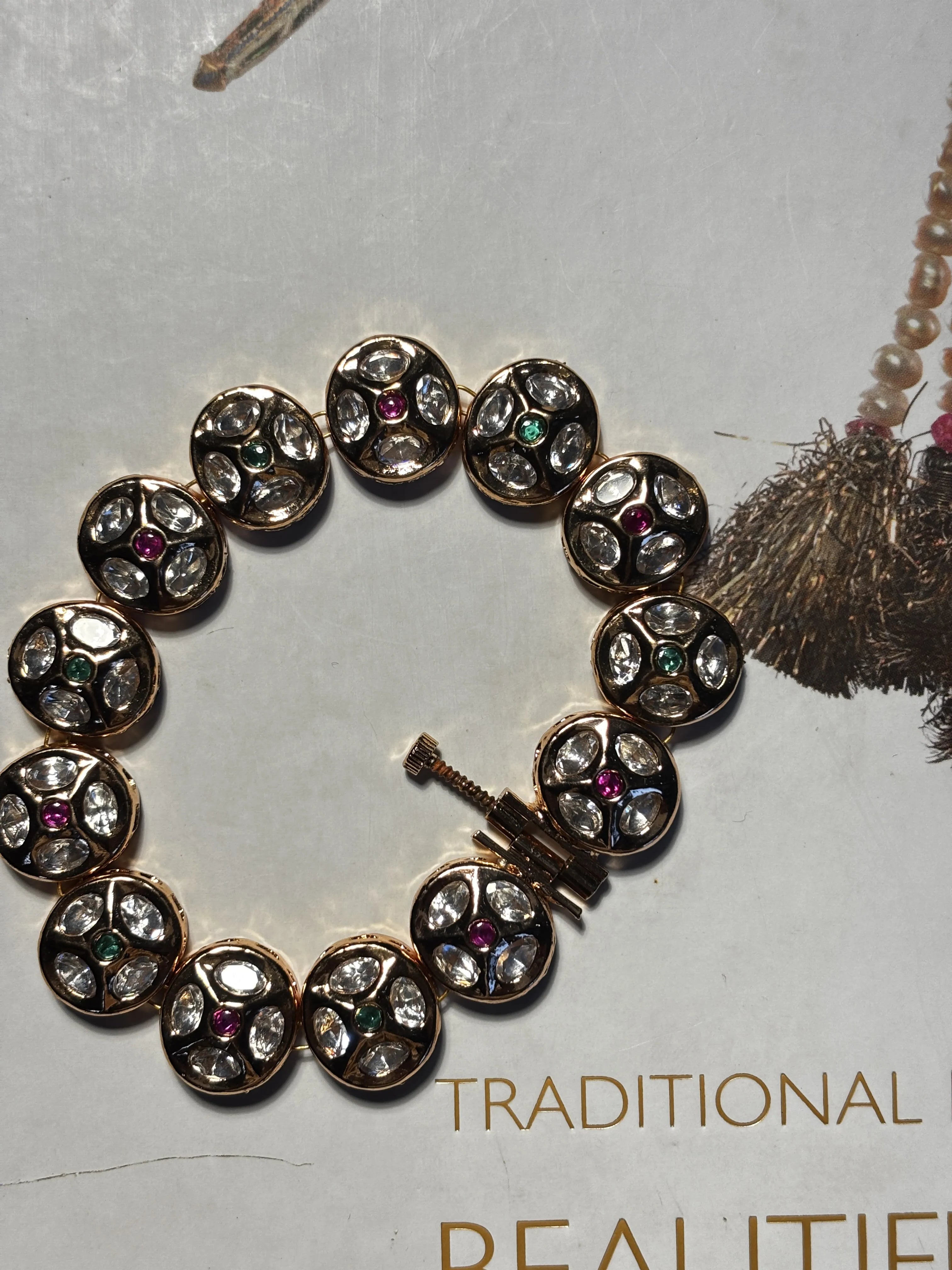 Saanjh Kundan Bracelet Set
