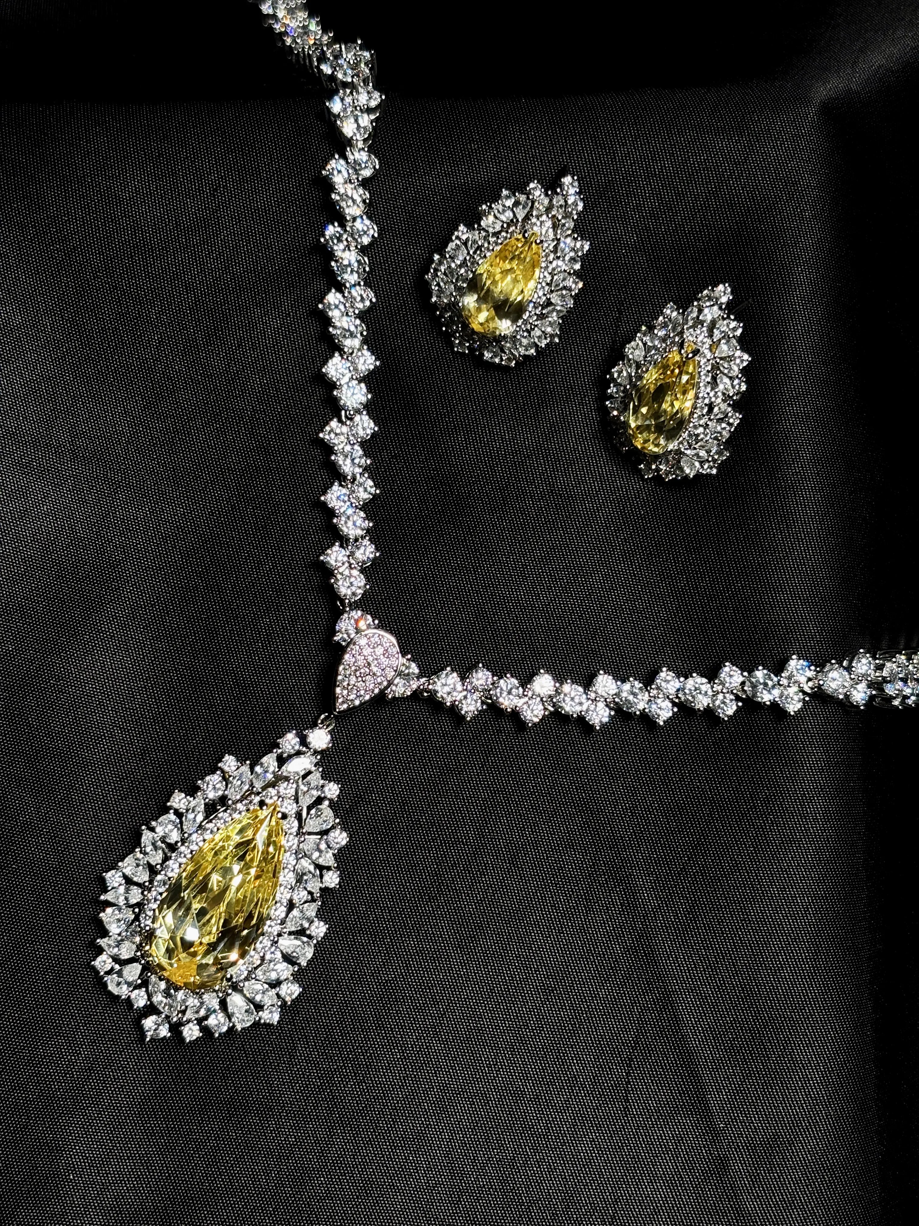 Aurora Golden Veil Citrine Pendant Set