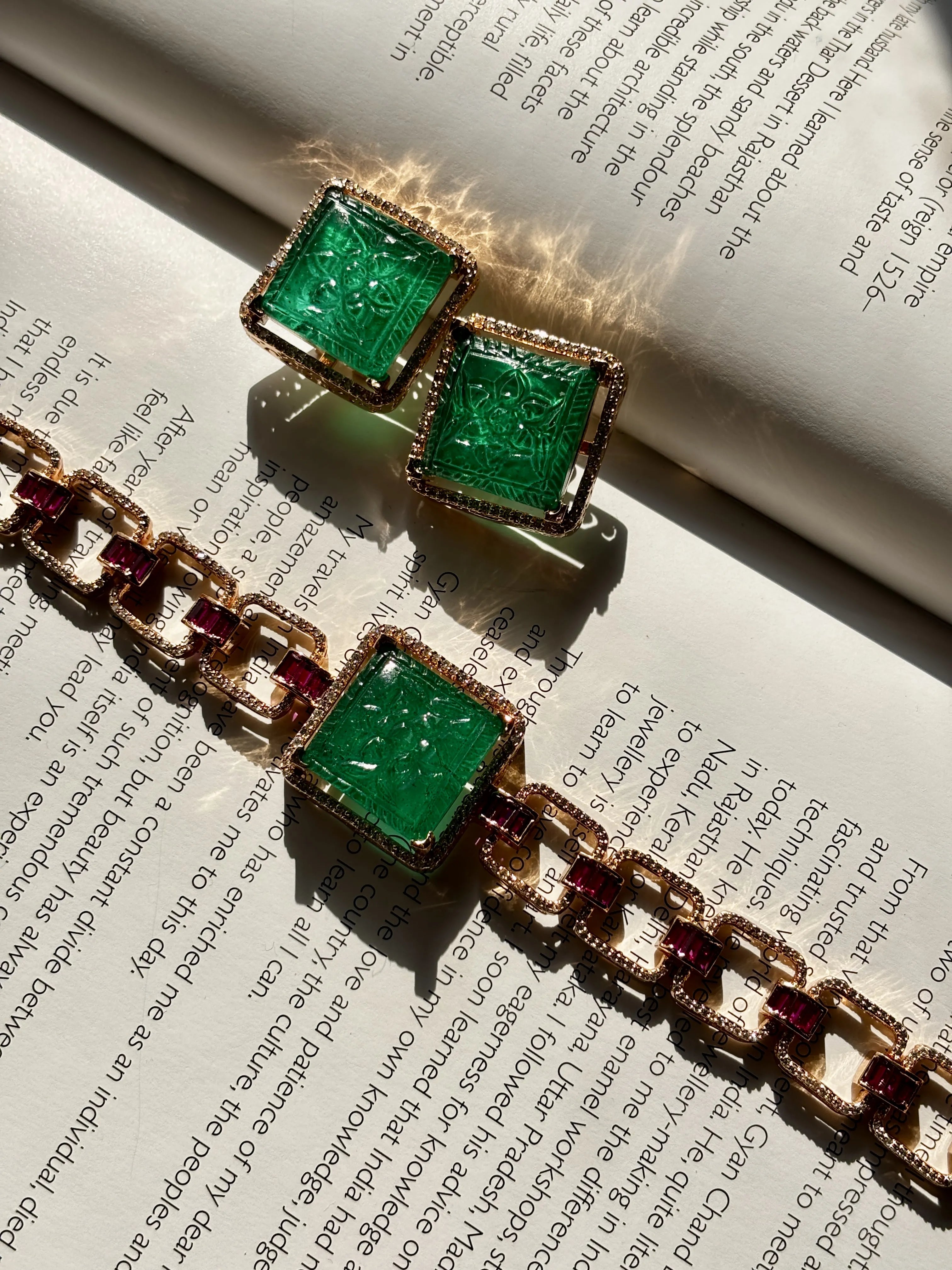 Ethereal Bloom Green Choker Set