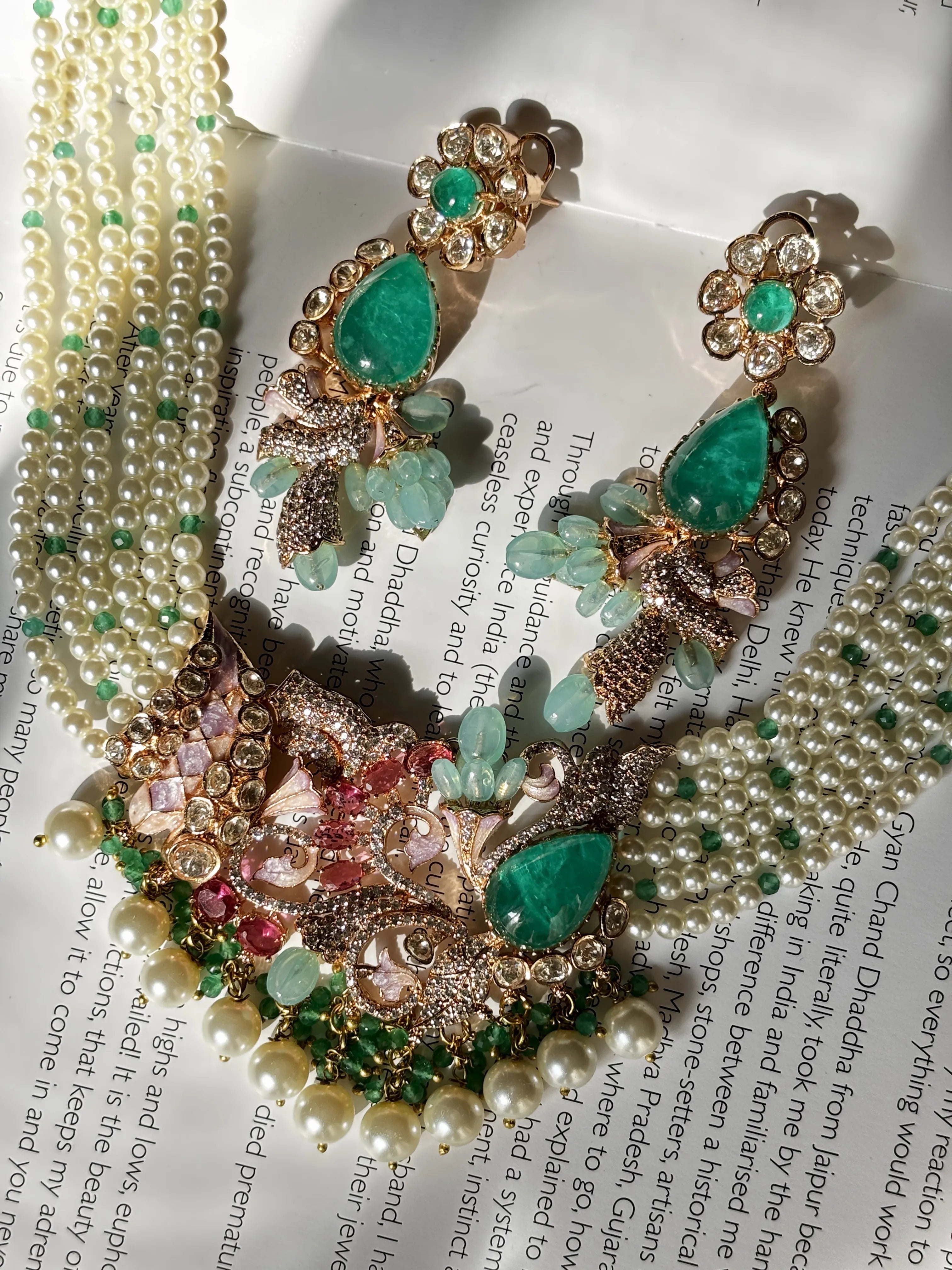 Raagini Necklace Set With Semi Precious Stones