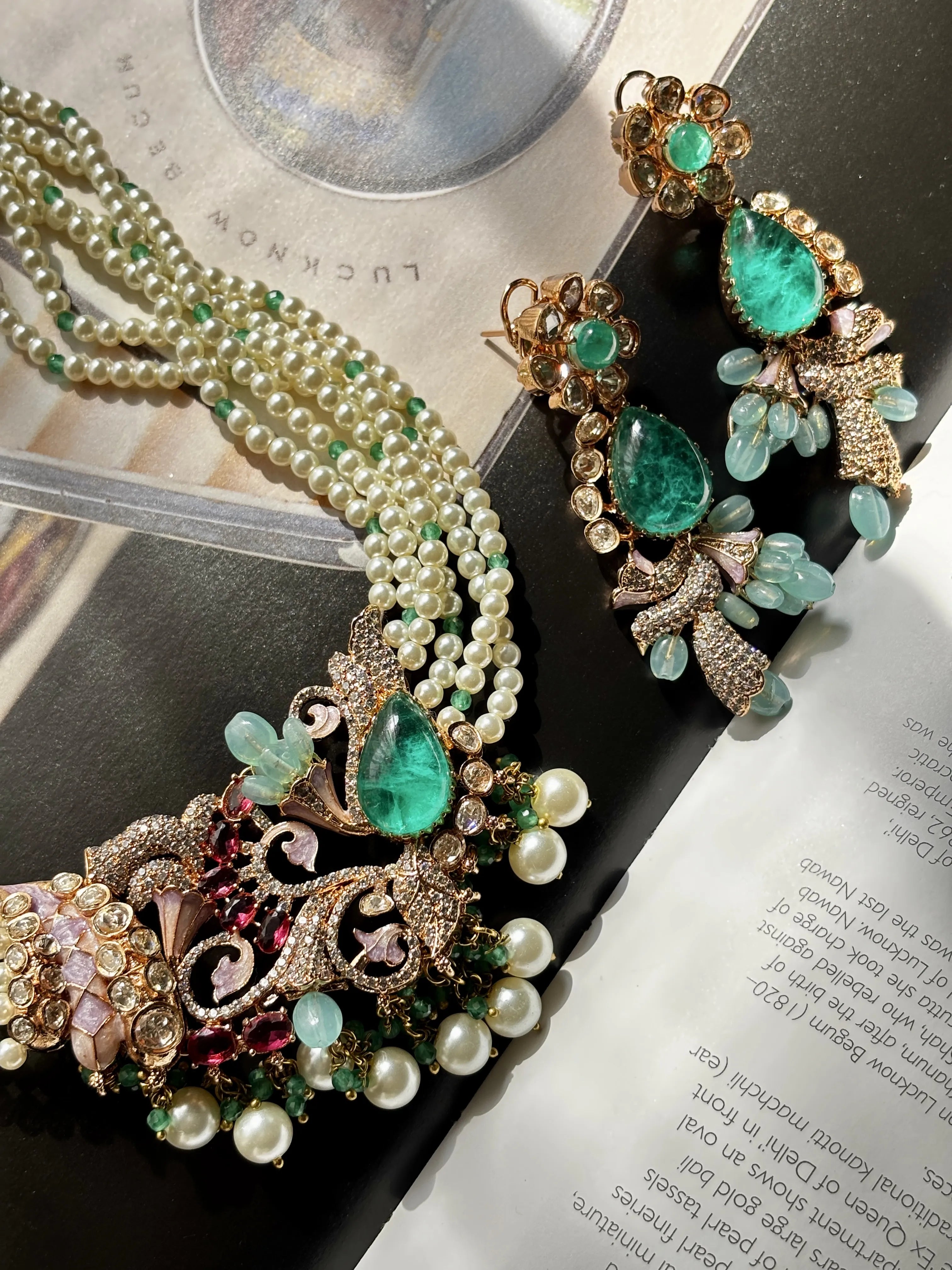 Raagini Necklace Set With Semi Precious Stones