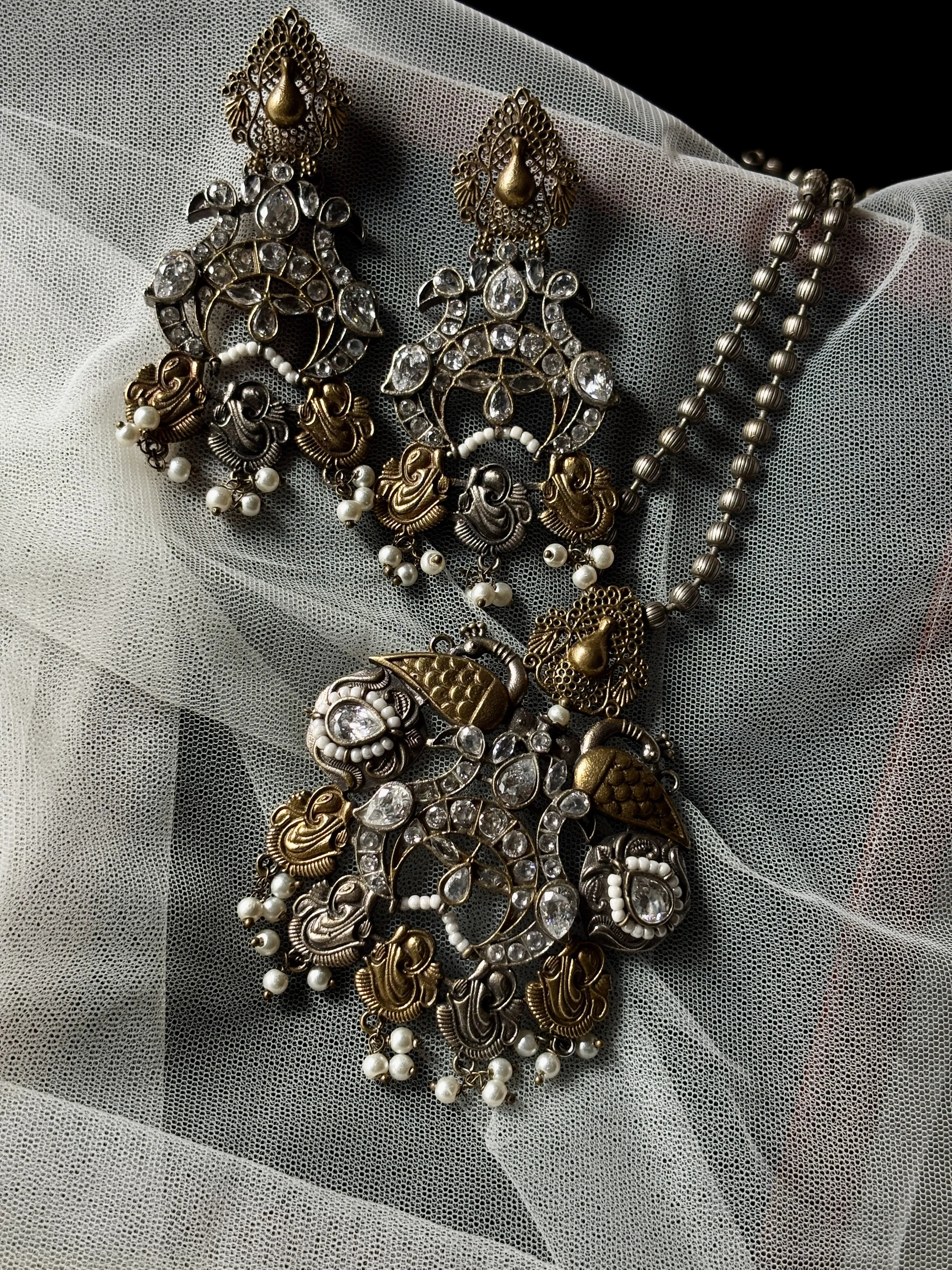 Mehtabi Oxidised Pendant Set