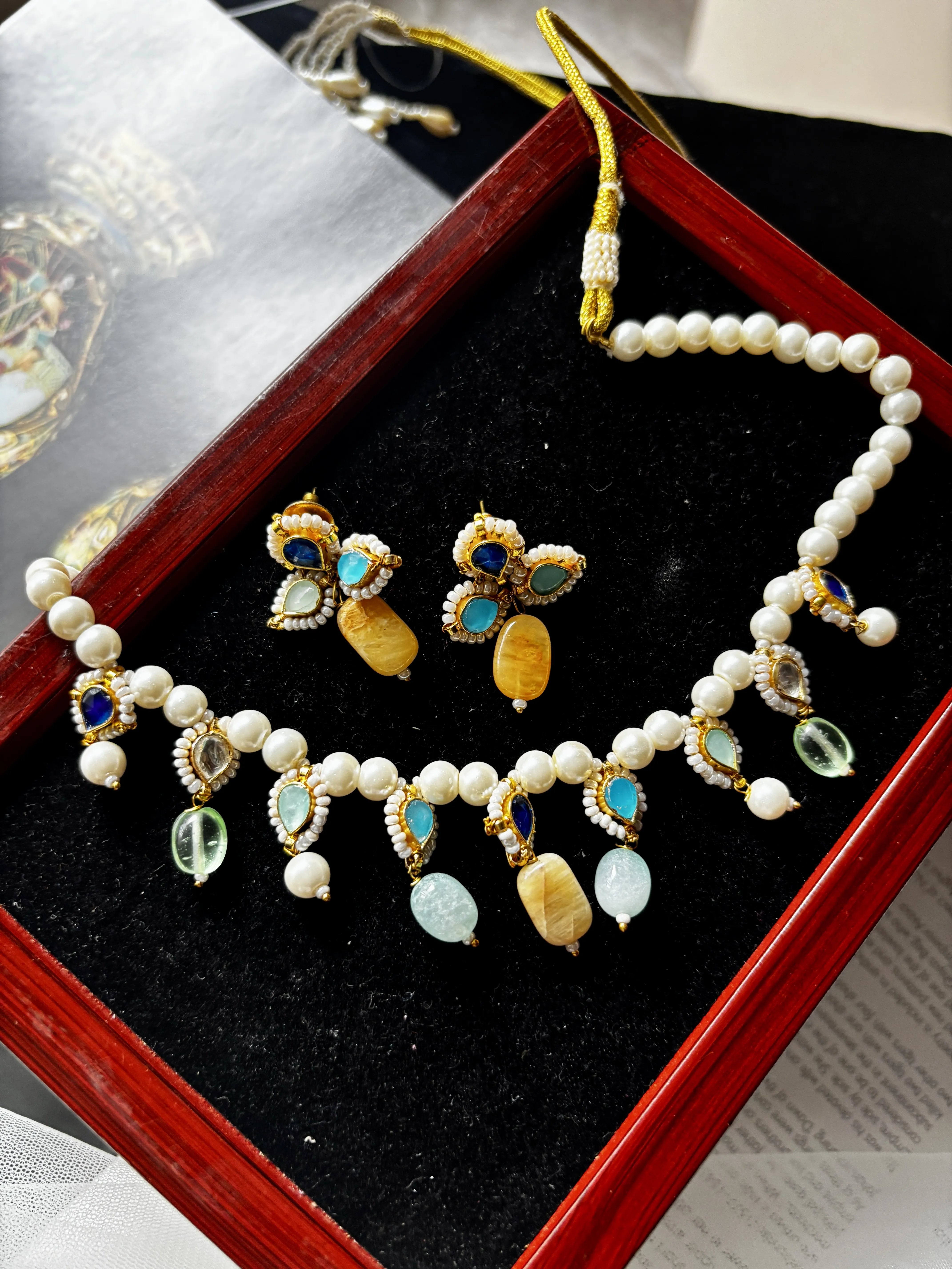 Tuscany Pearl Necklace With Pink Mint Touch