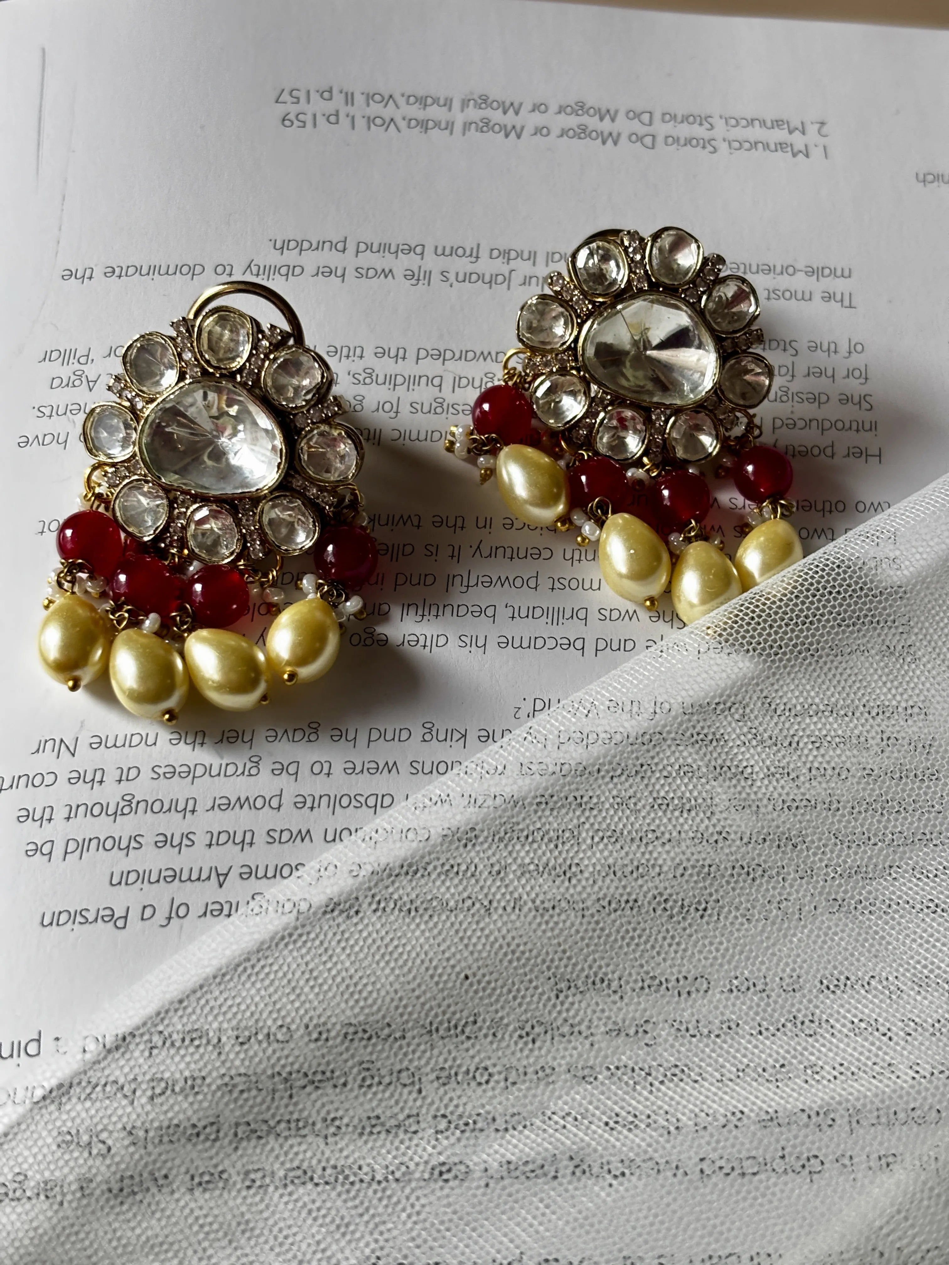 Ruh-e-Noor Polki Earring With Beads