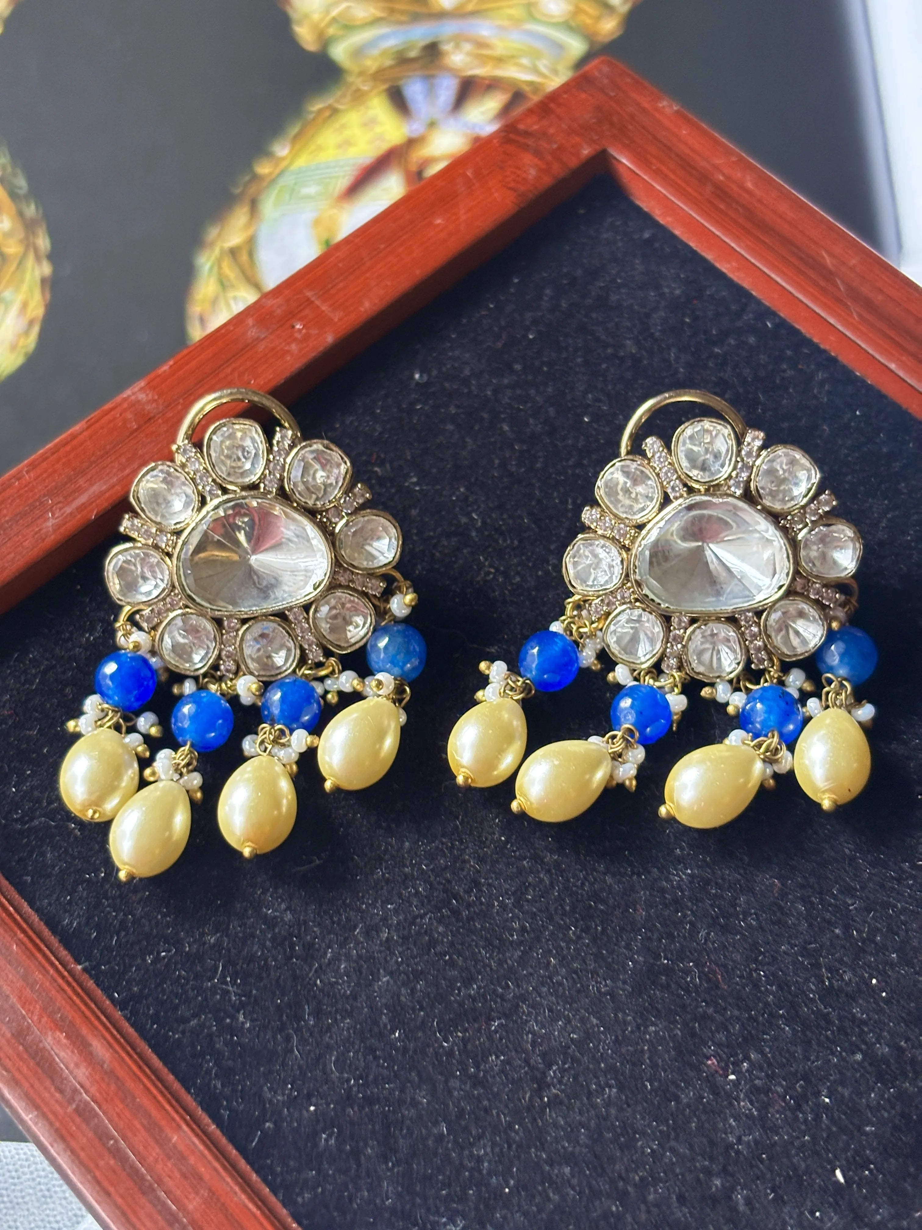 Ruh-e-Noor Polki Earring With Beads