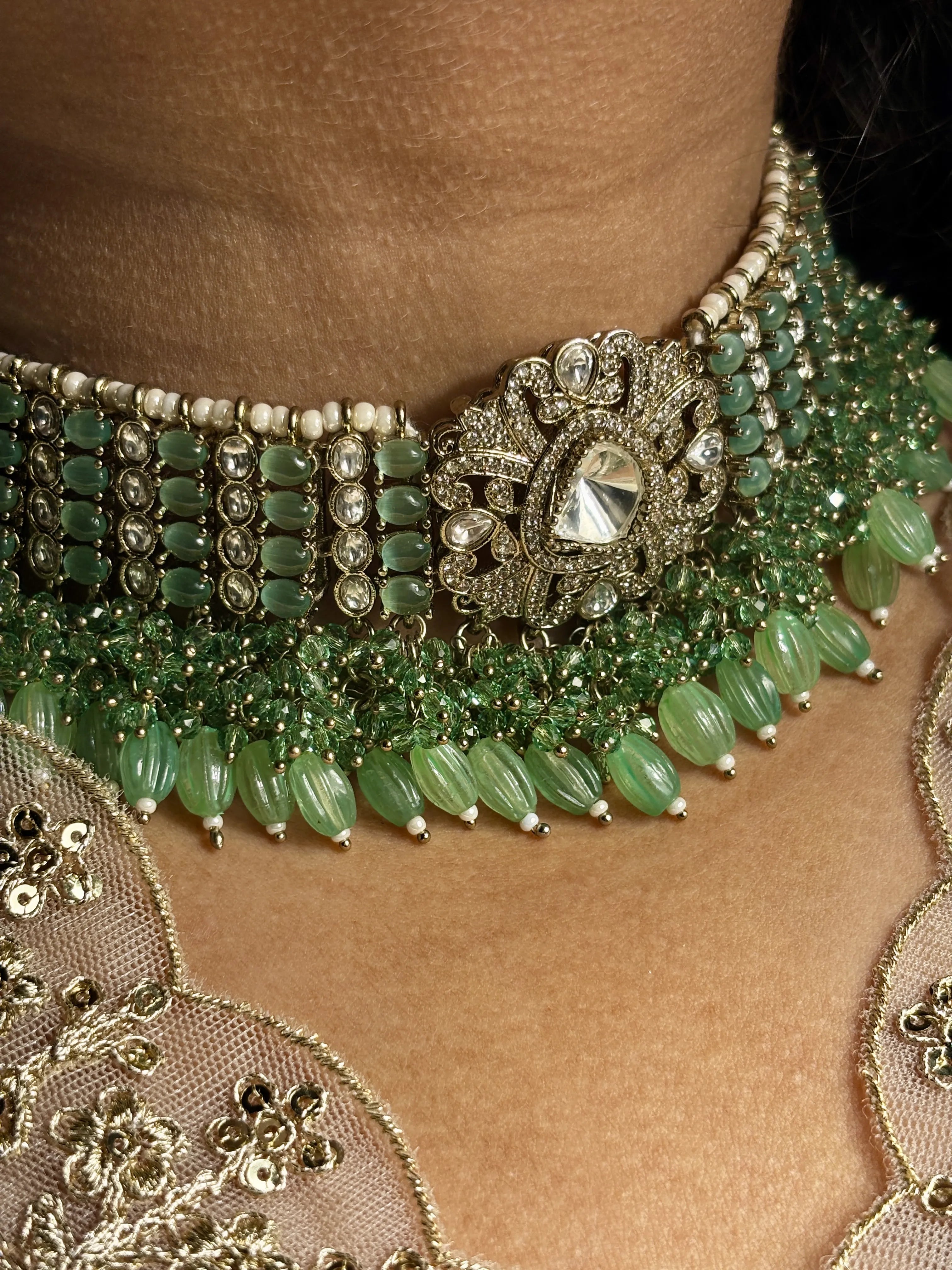 Ziya Green Choker with Mint Hydrobeads