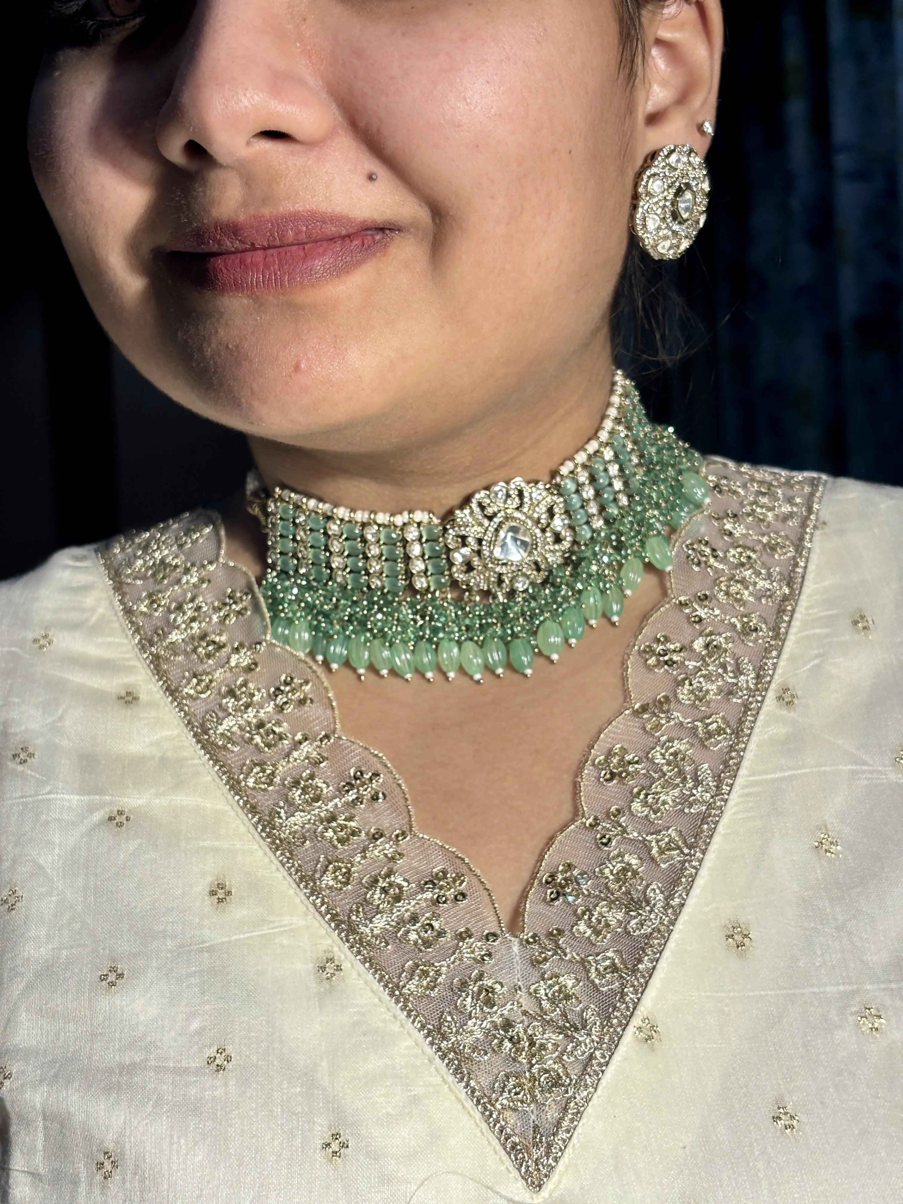 Ziya Green Choker with Mint Hydrobeads