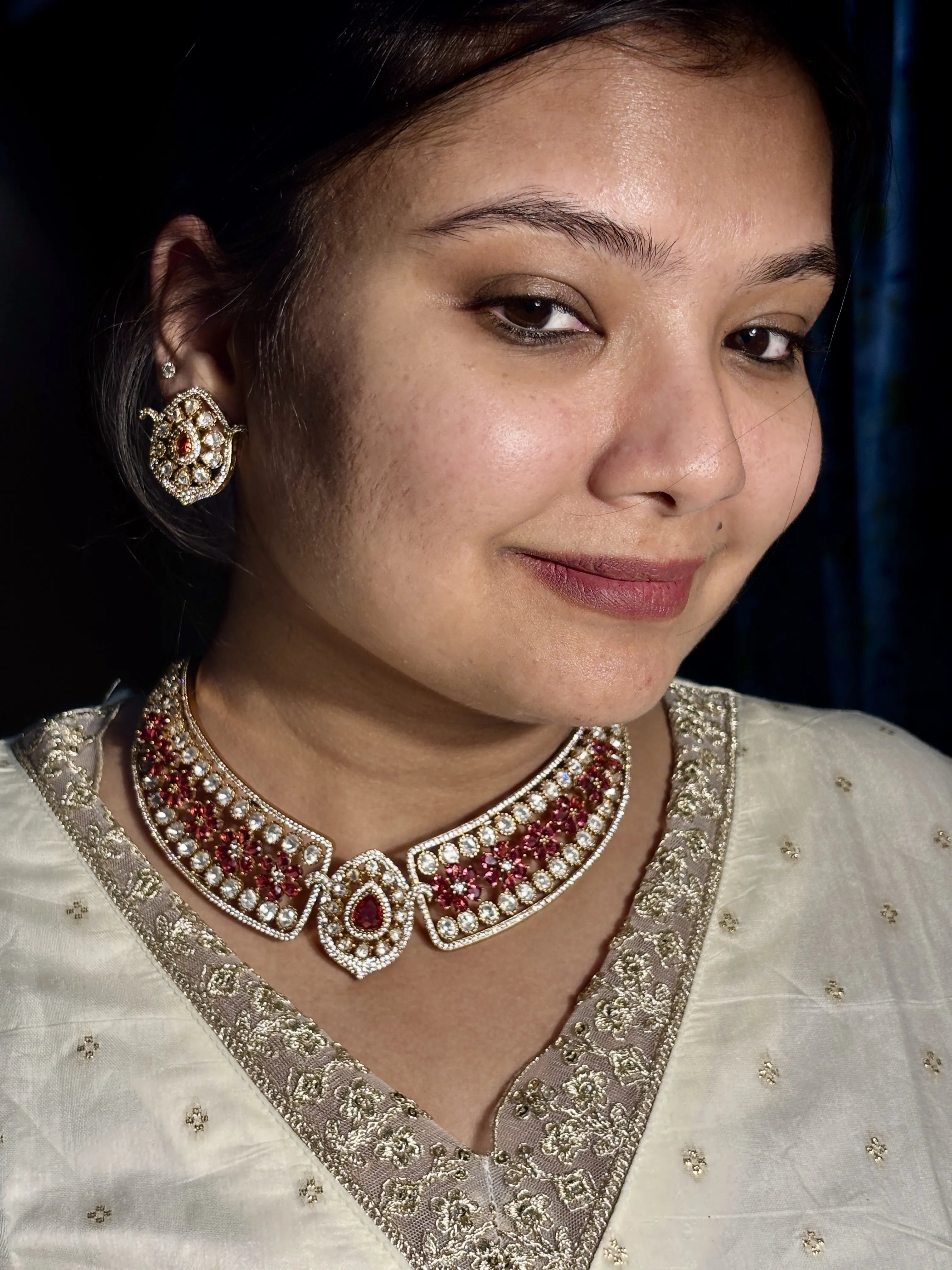 Rani Gulnaar Red Necklace