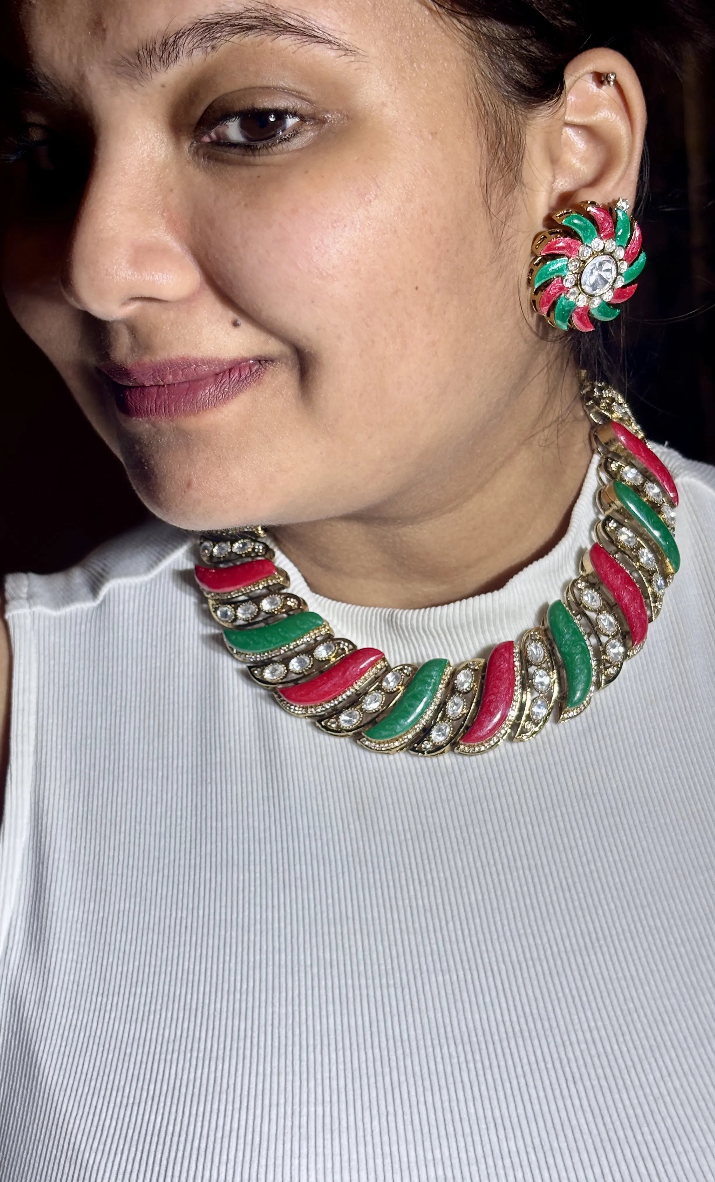 Meenakari Swirl Heritage Necklace Set