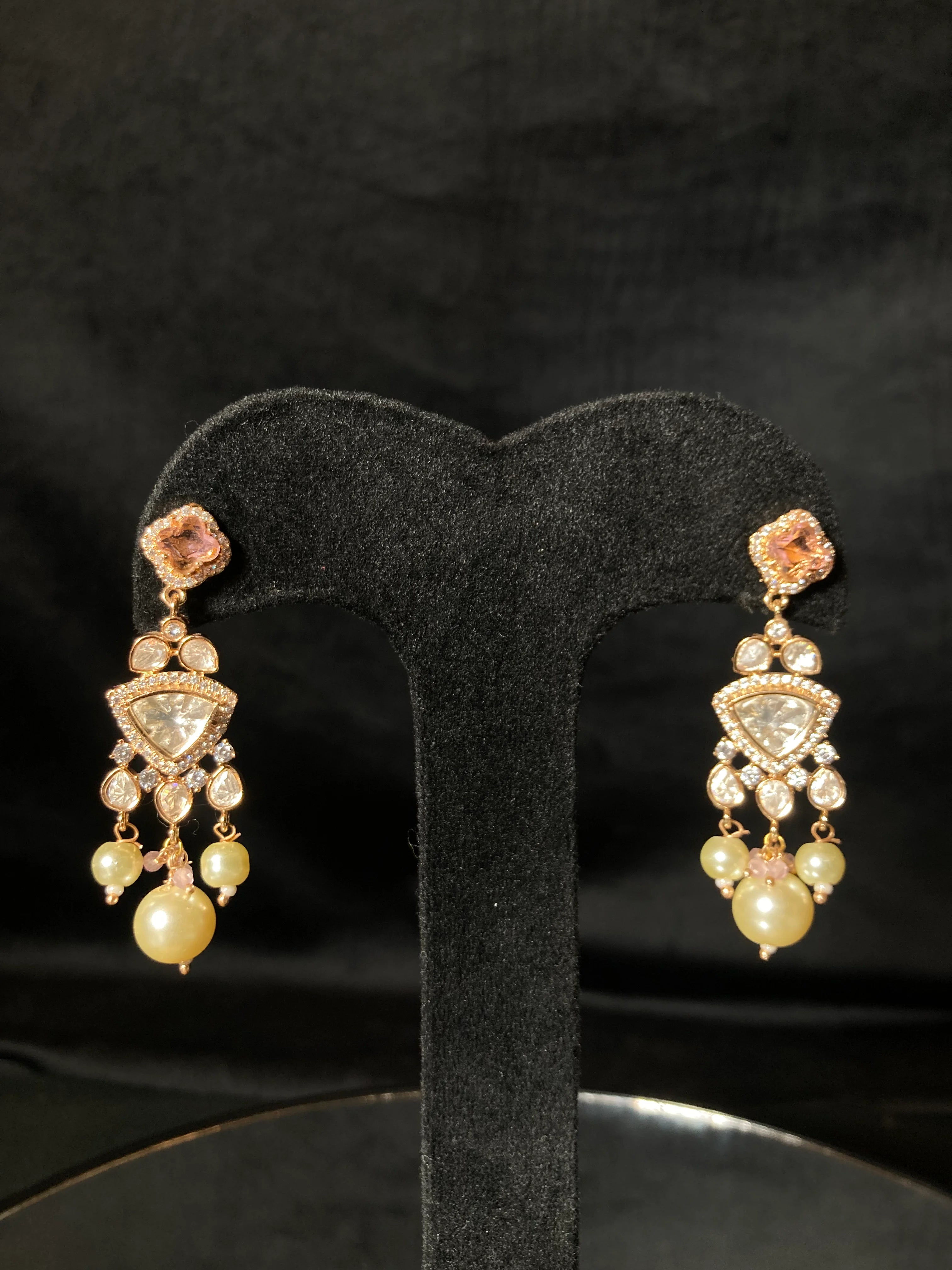 Laleh Pink Sapphire Kundan Set With Pearl Droppings