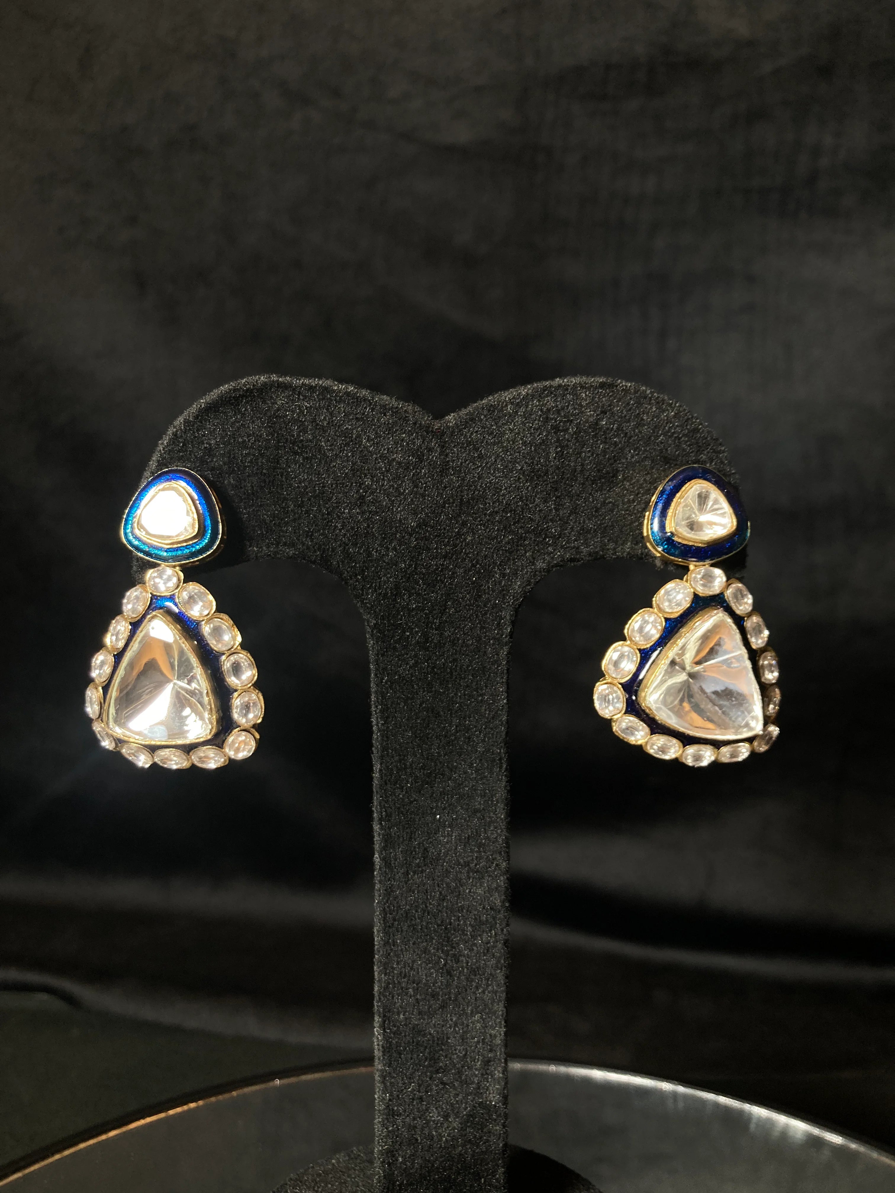 Rubaroo Uncut Kundan Set With Blue Meenakari