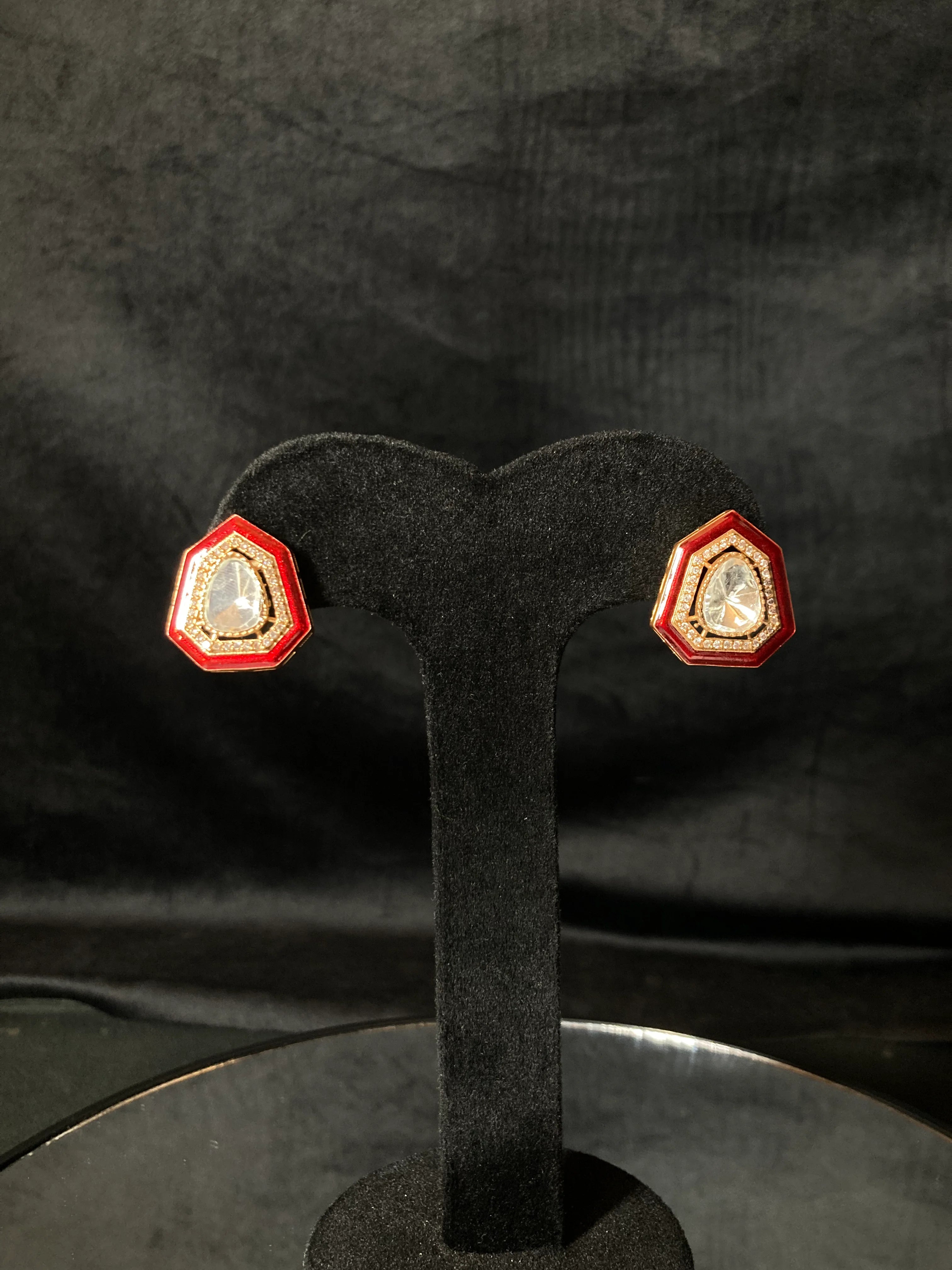 Double Layer Red Pendant Set With Moissanite Stones