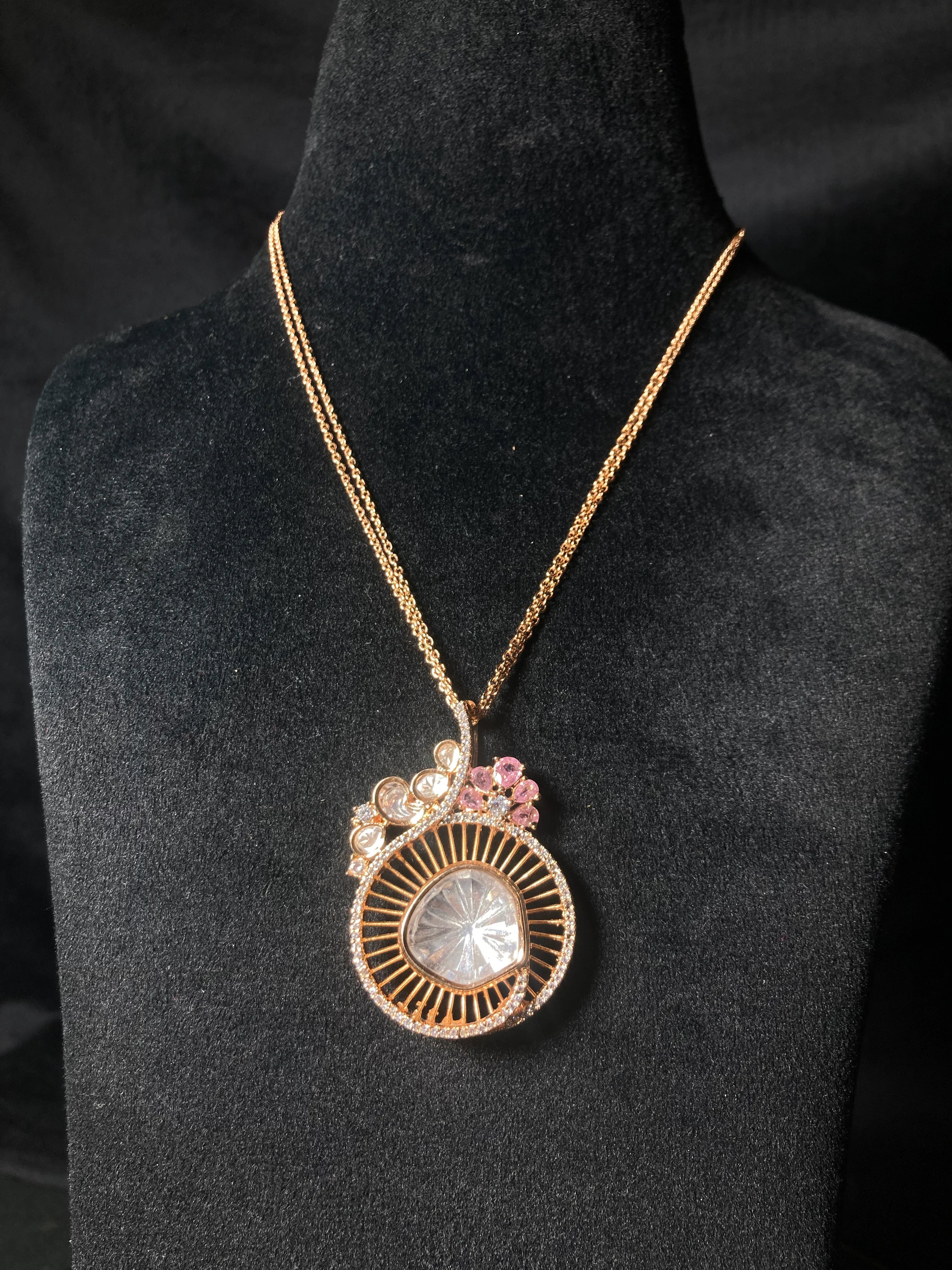 Pink Selene Moissanite Pendant Set