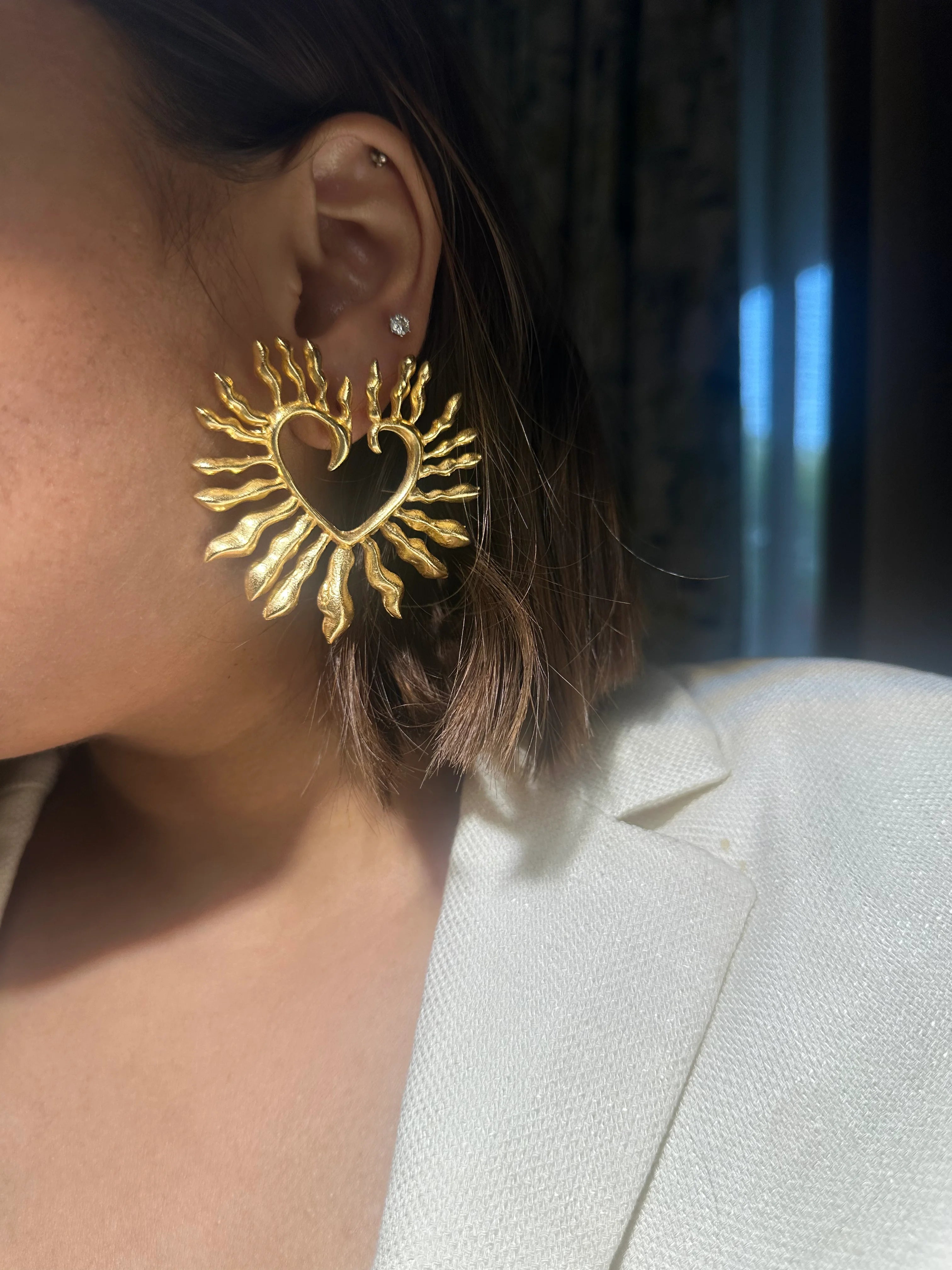 Midas fiery heart Statement Earrings