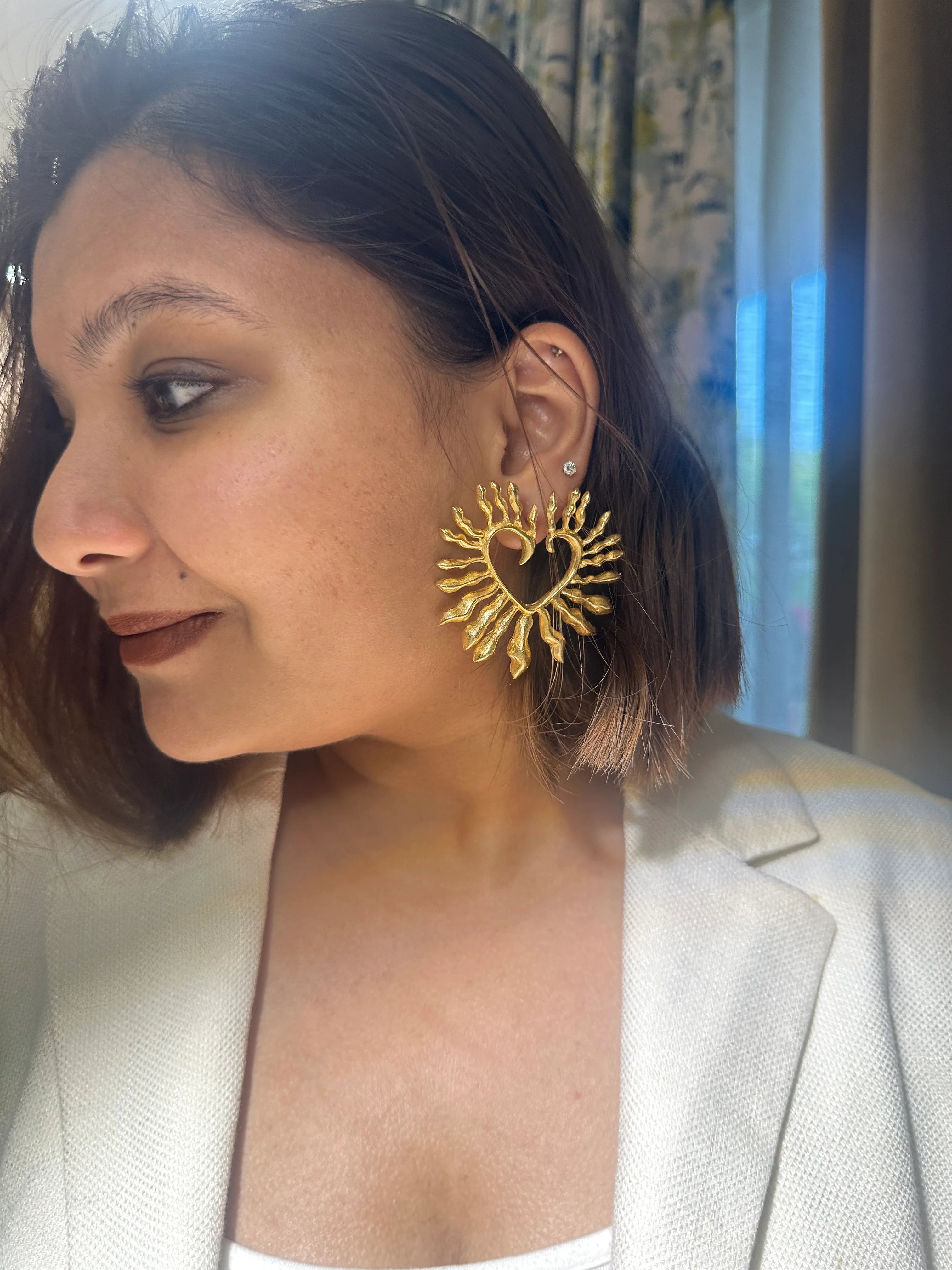Midas fiery heart Statement Earrings