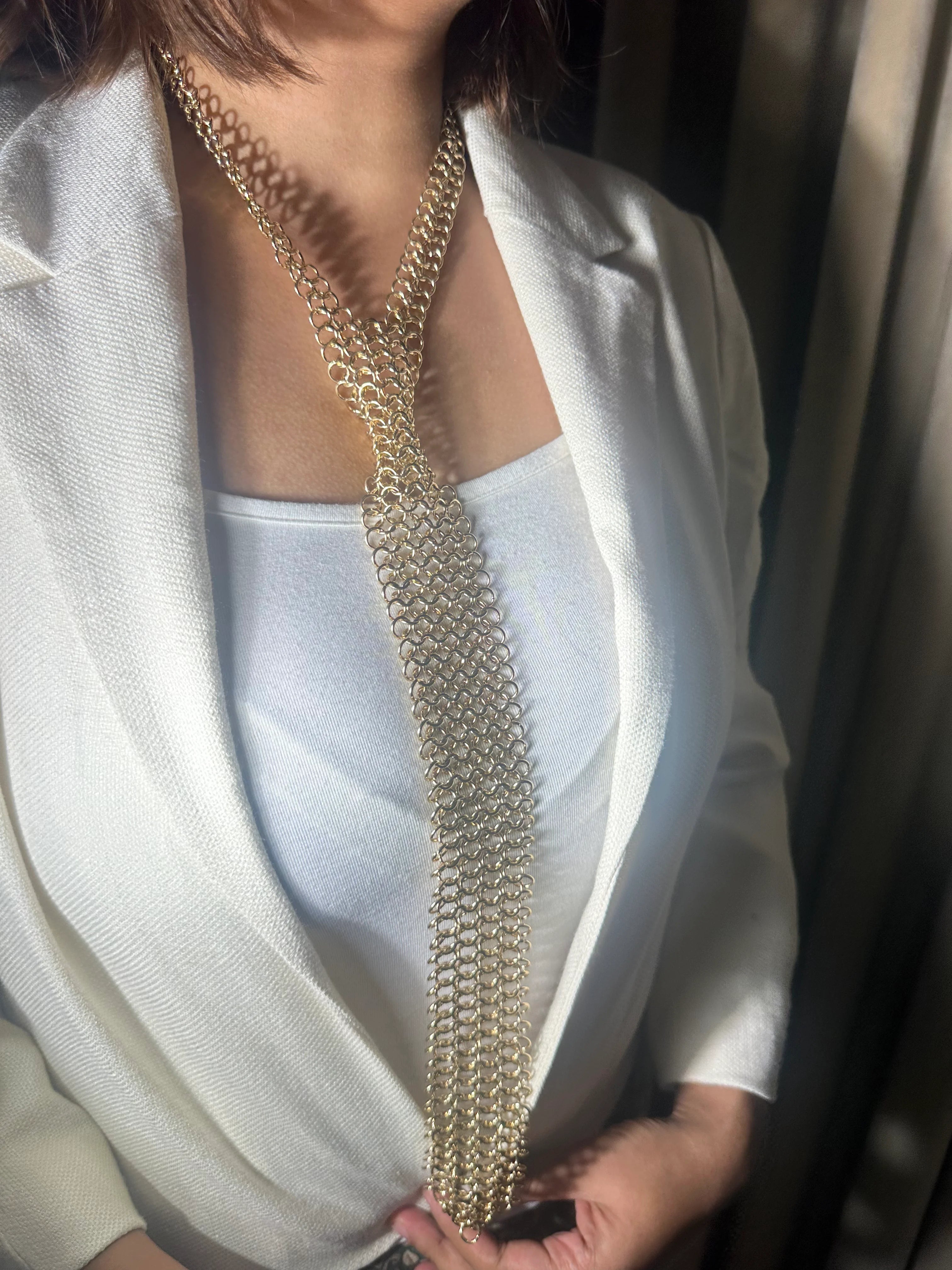 Midas Golden Tie Statement Necklace