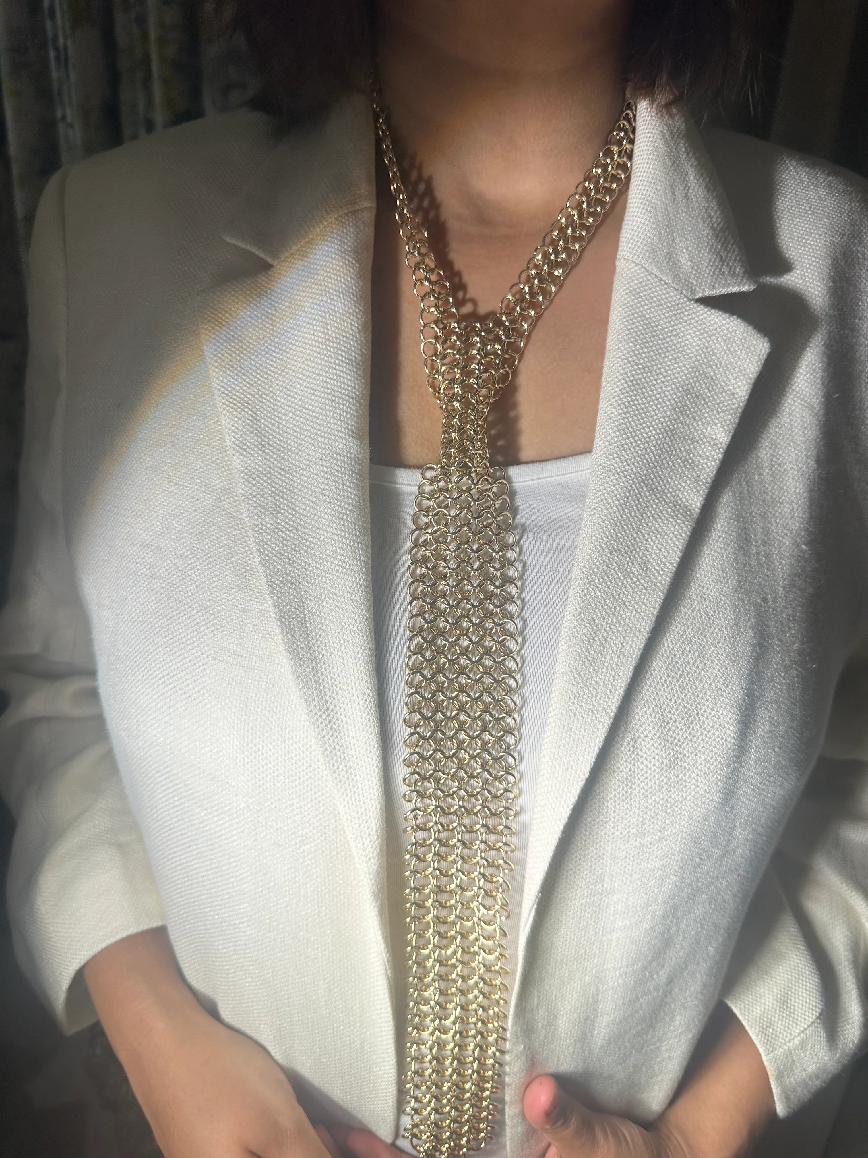Midas Golden Tie Statement Necklace
