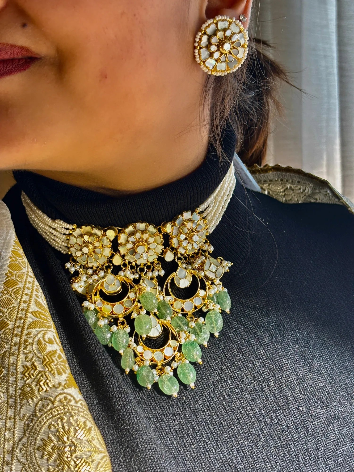 Meher-e-Noor Pachi Kundan Choker Set