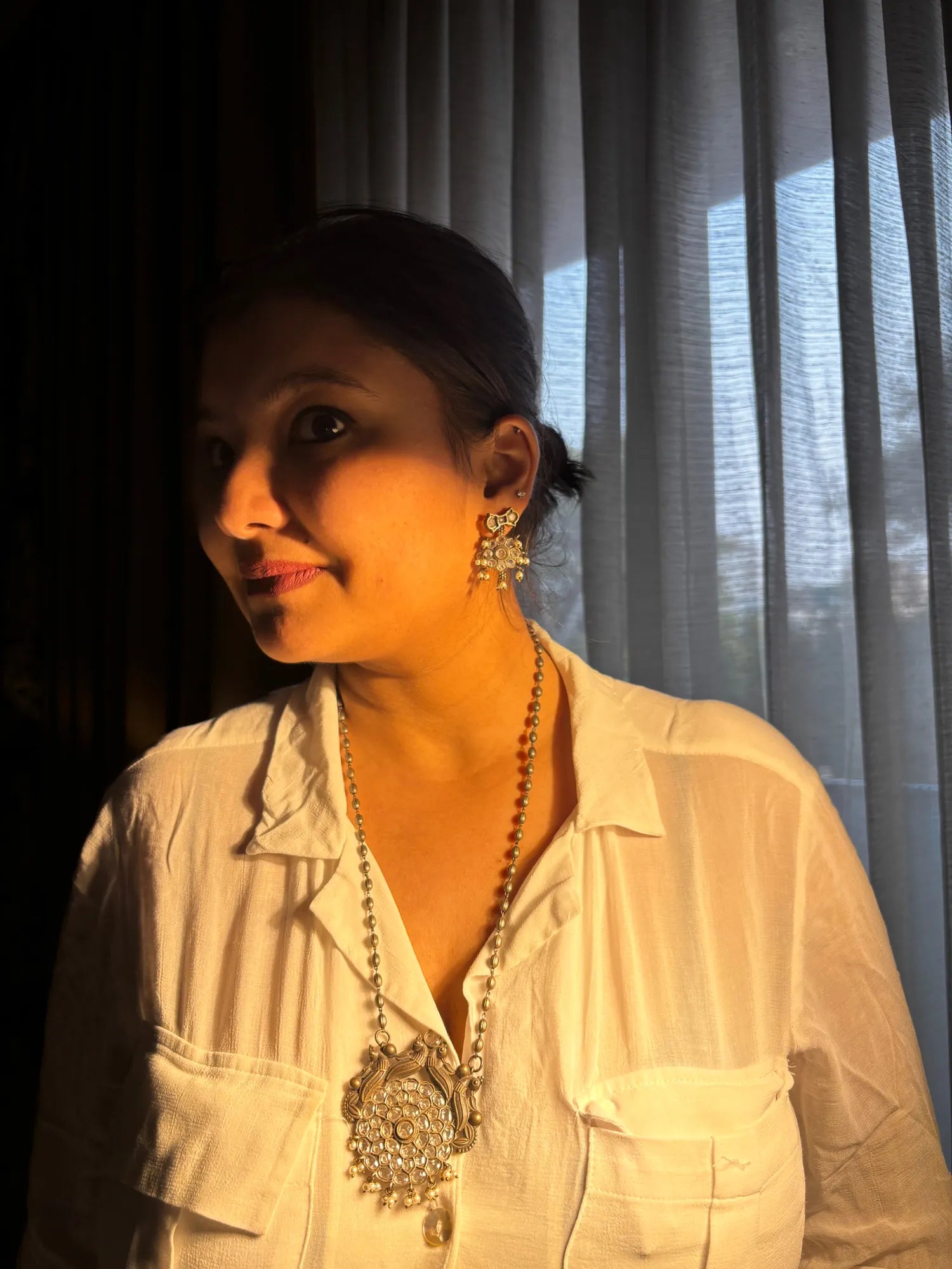 Zeenat Oxidised Pendant Set