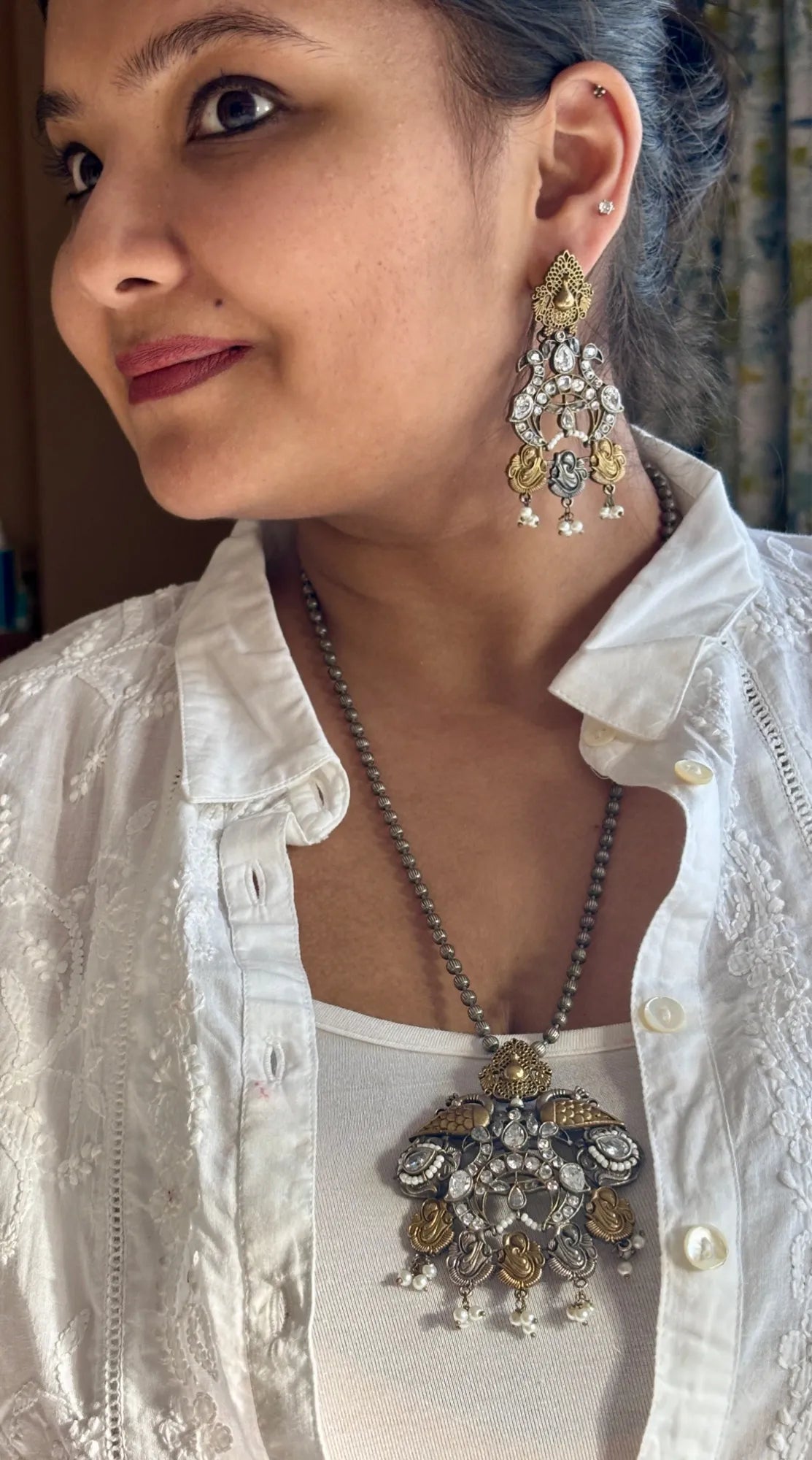 Mehtabi Oxidised Pendant Set