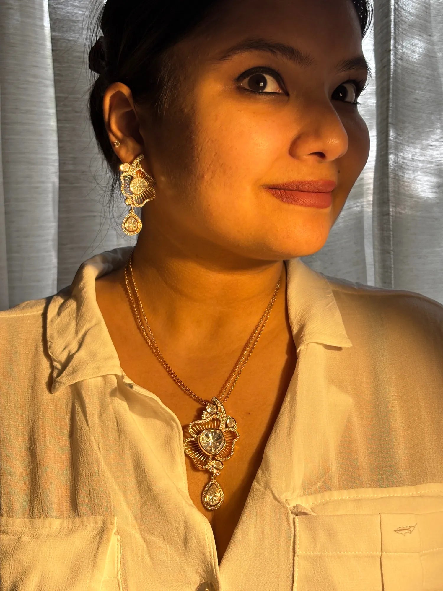 Céleste Moissanite Petal Pendant Set