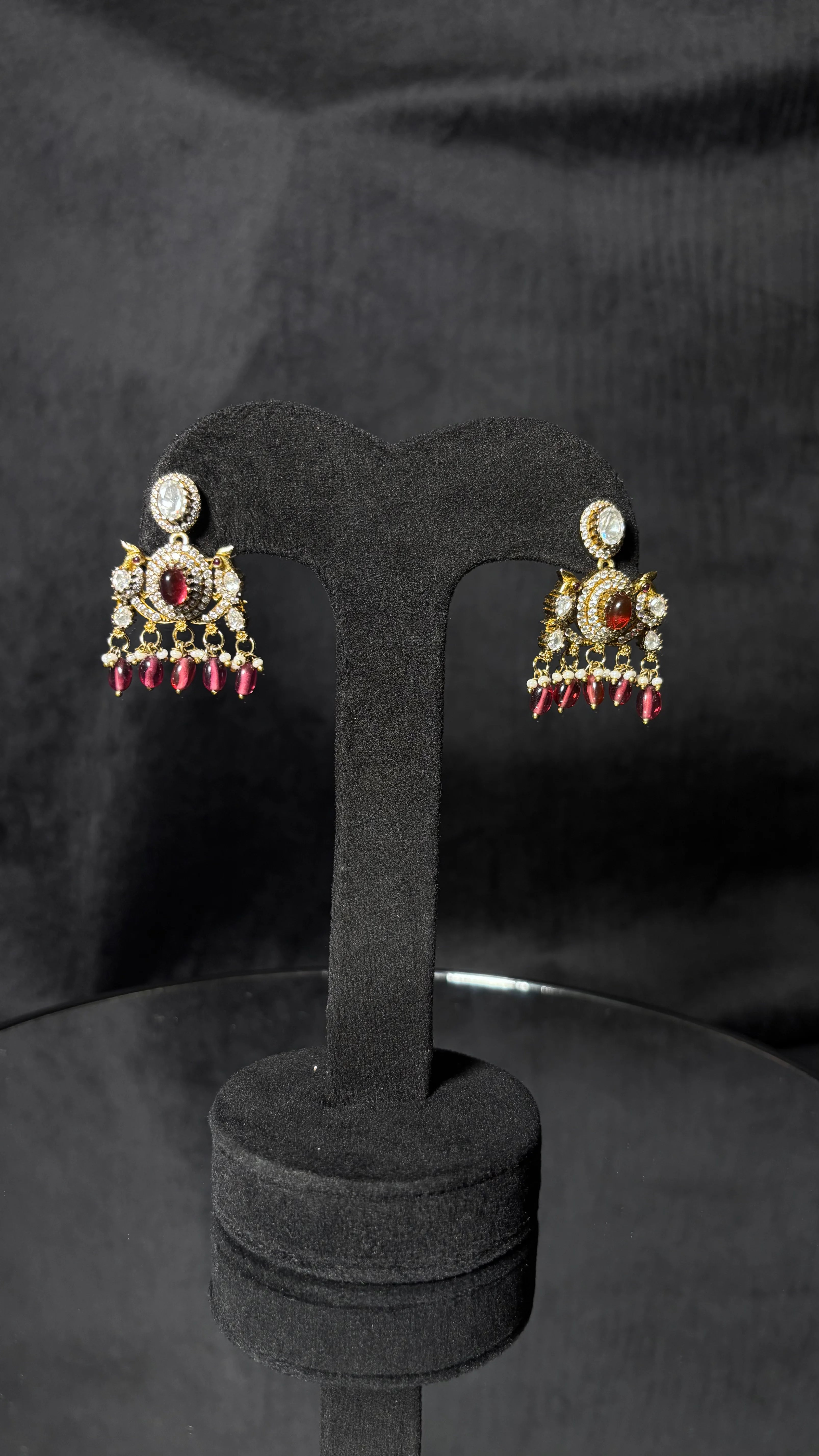 Avira Ruby Necklace With White Moissanite Stones