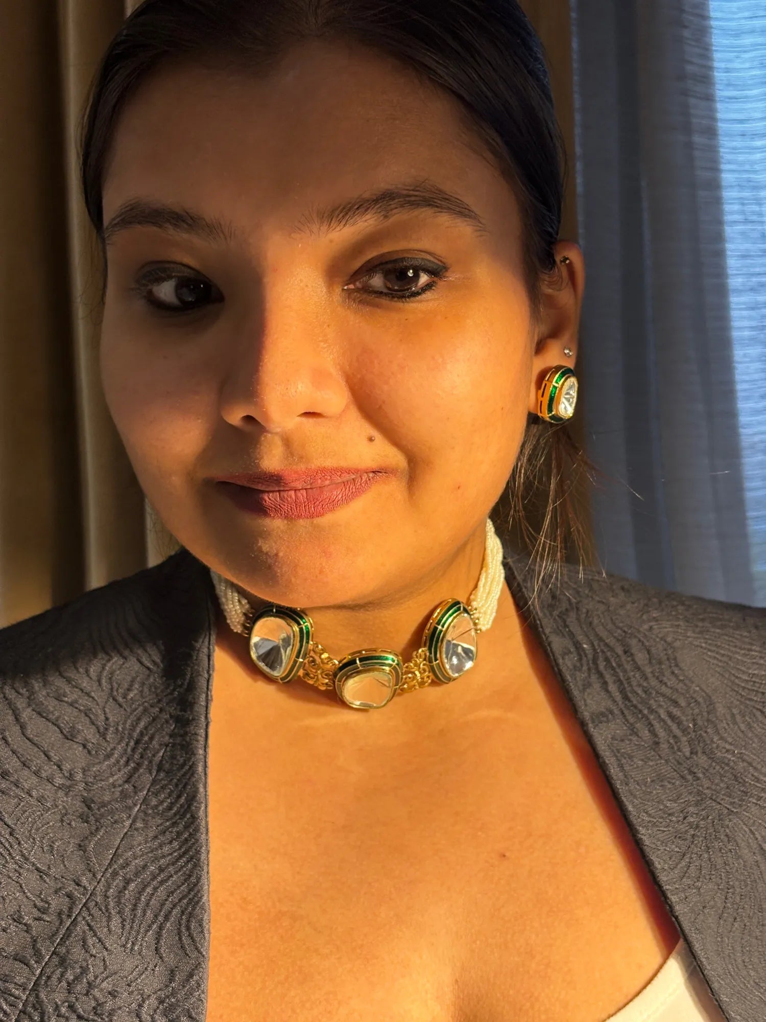 Emerald-Edged Polki Bracelet Set