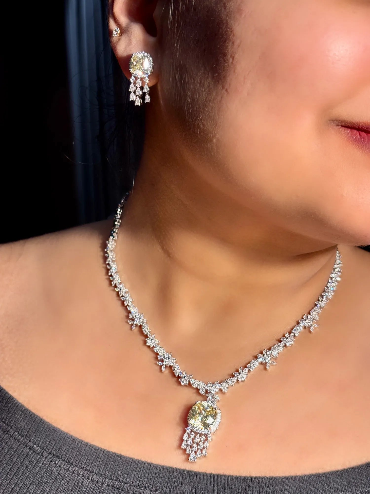 Aurora Rosaline Citrine Pendant Set