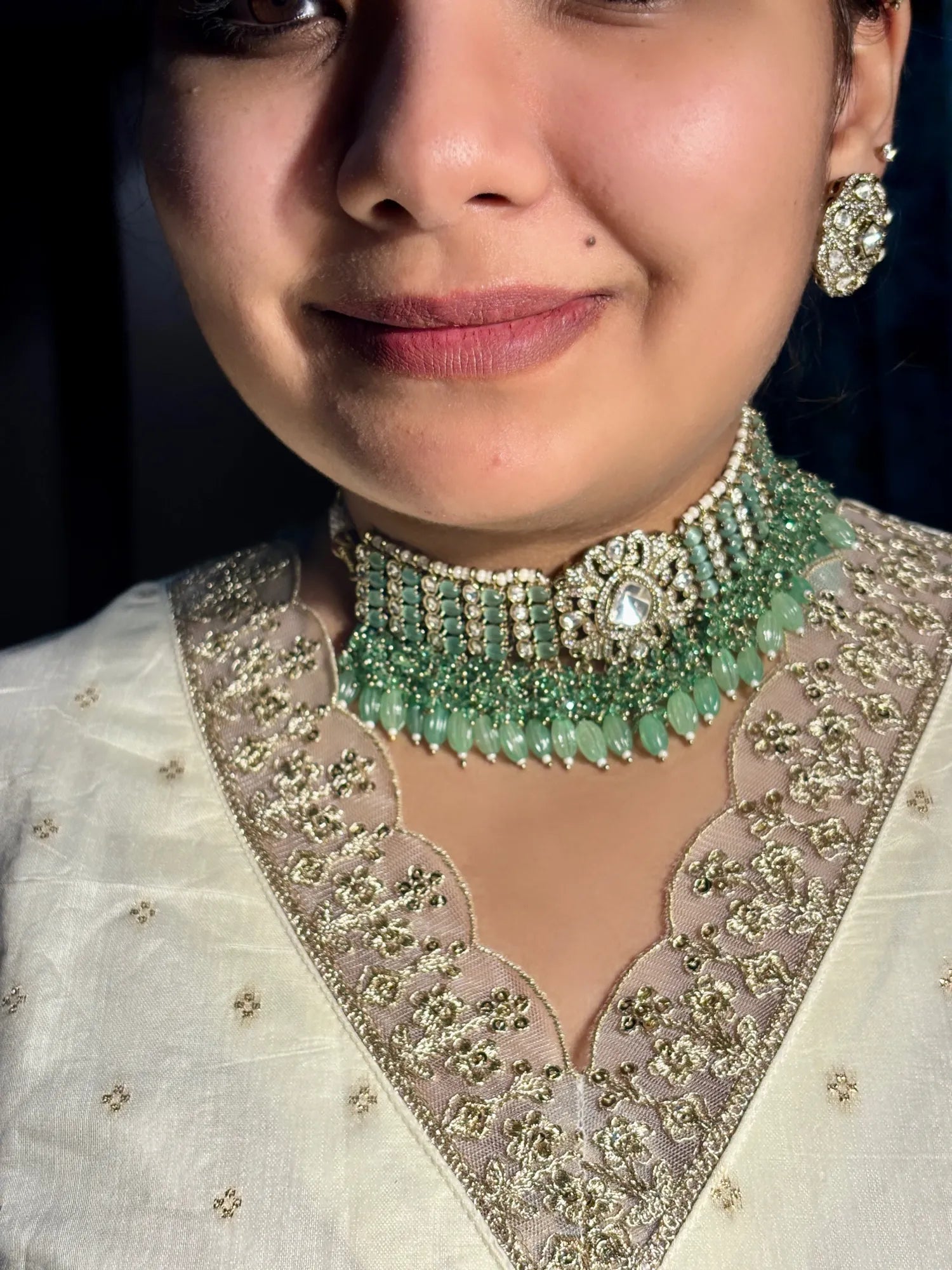 Ziya Green Choker with Mint Hydrobeads