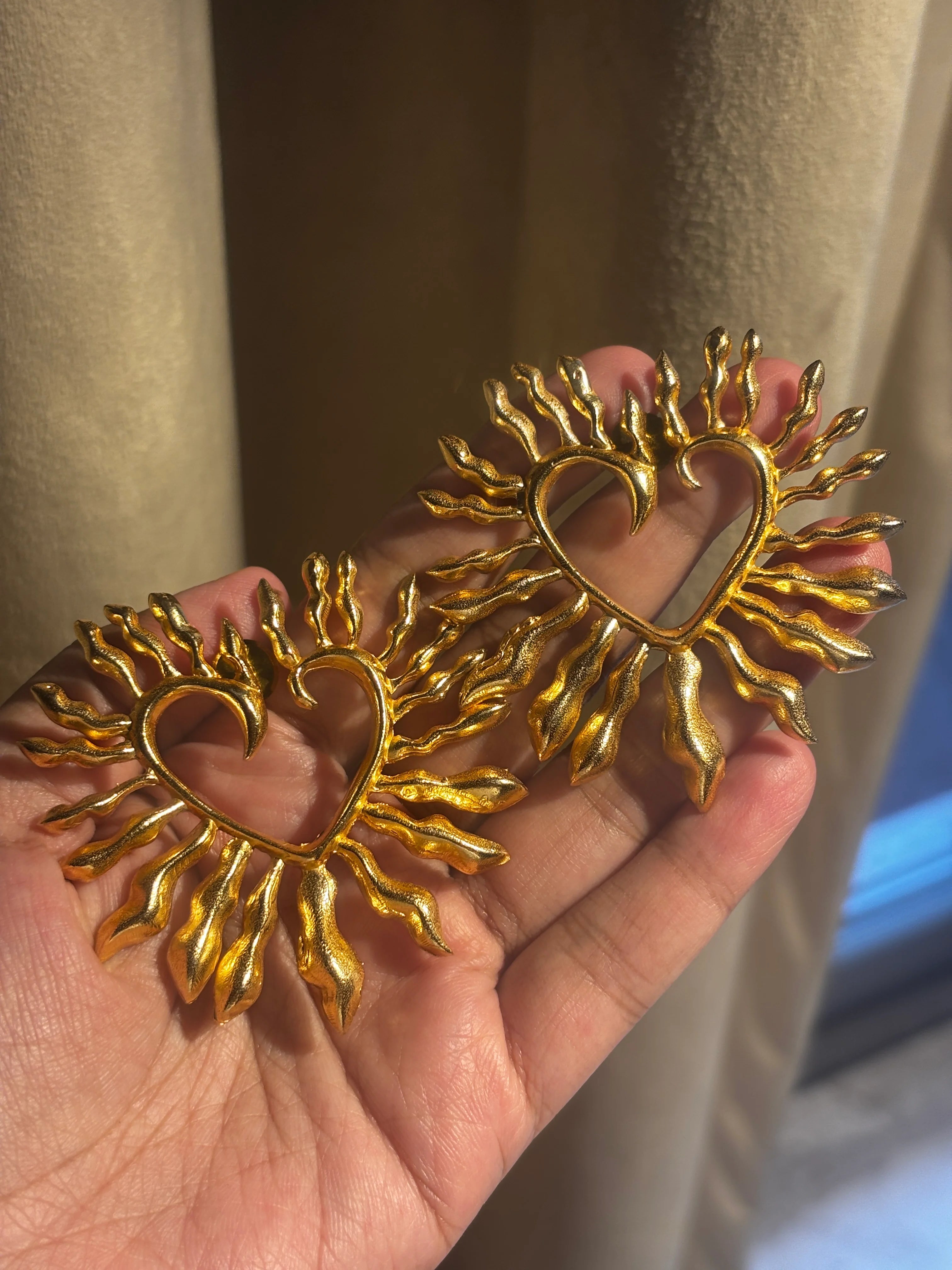Midas fiery heart Statement Earrings