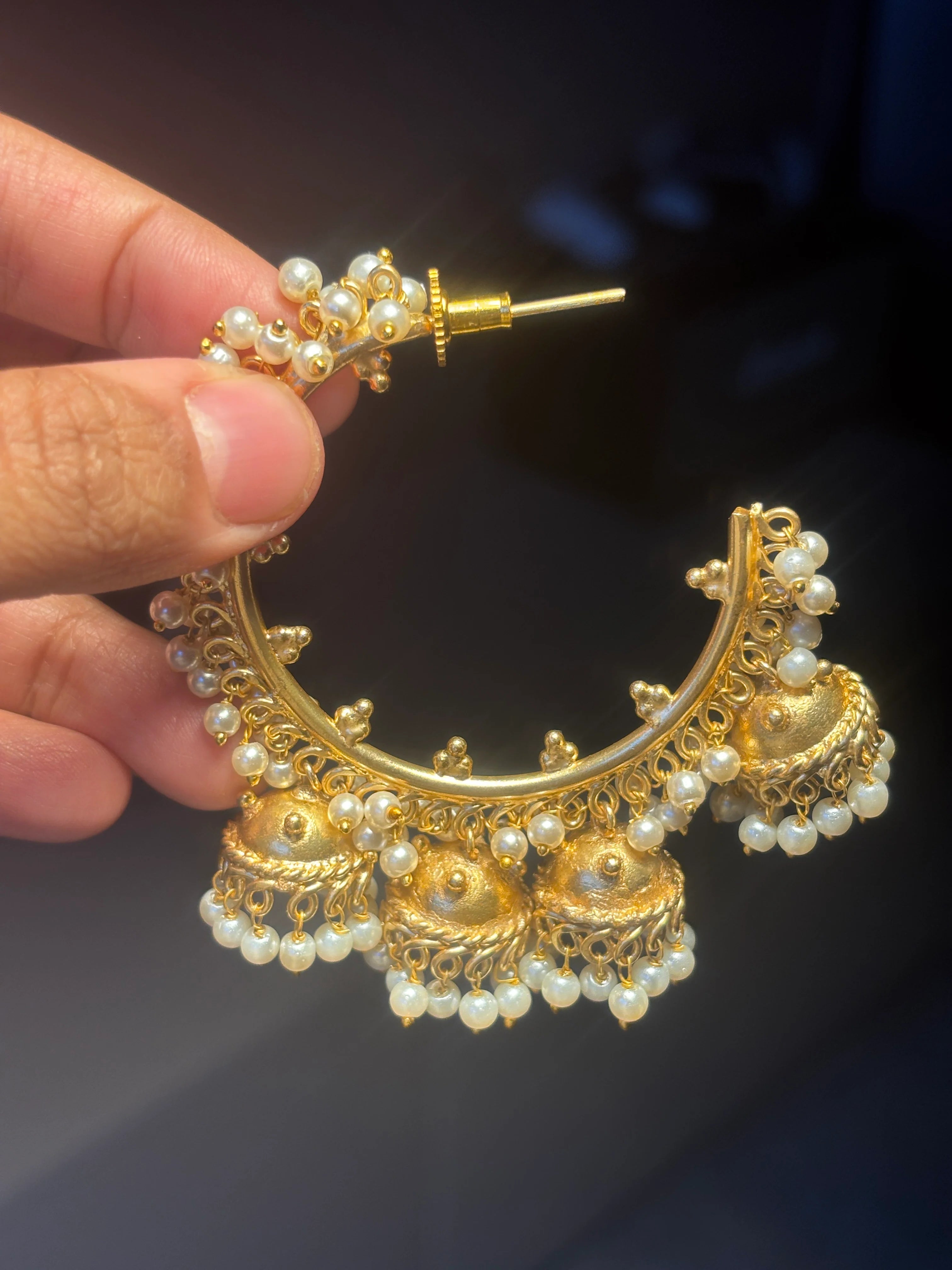 Midas Pearl Jhumka Hoop Earrings