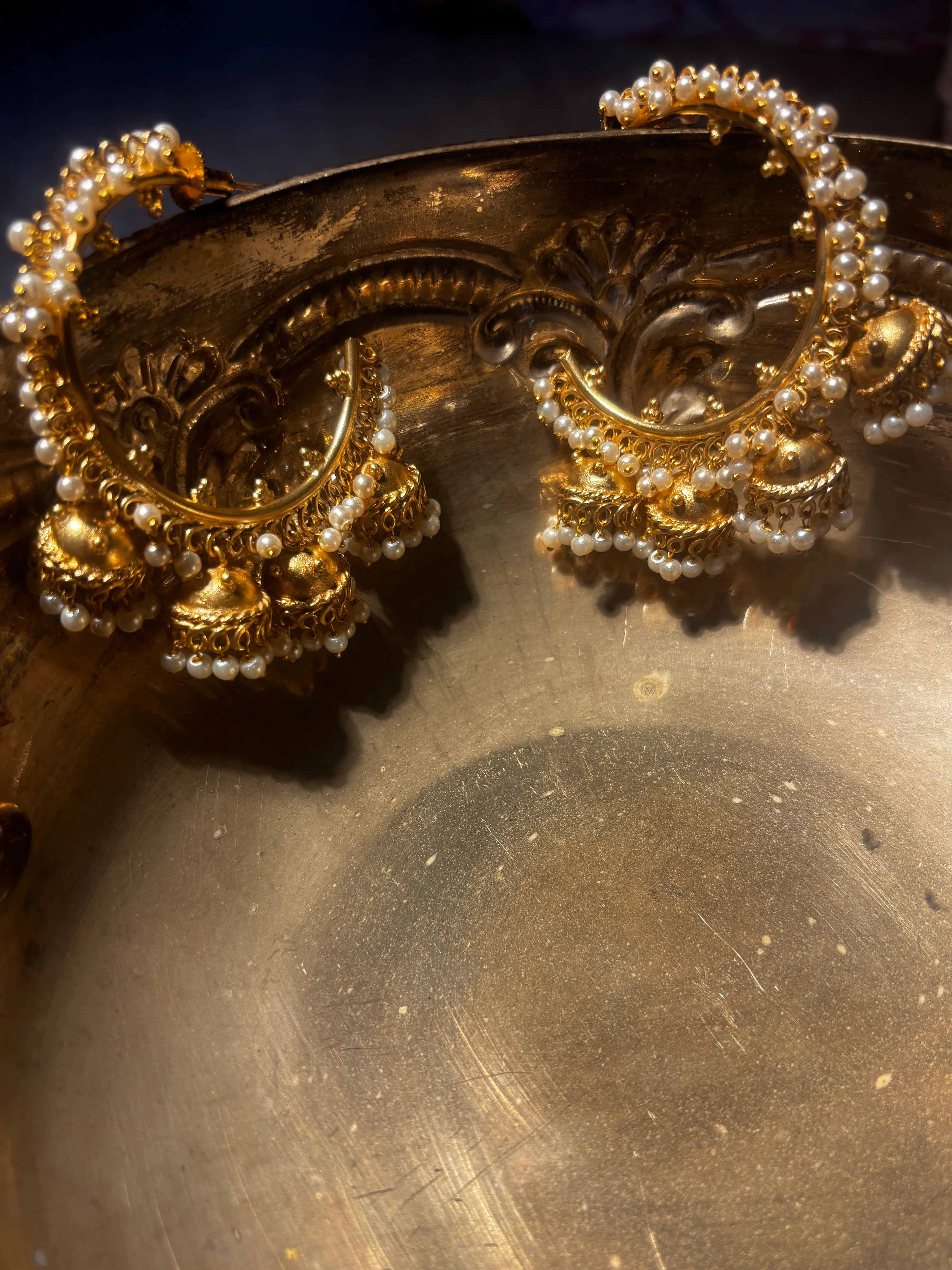 Midas Pearl Jhumka Hoop Earrings