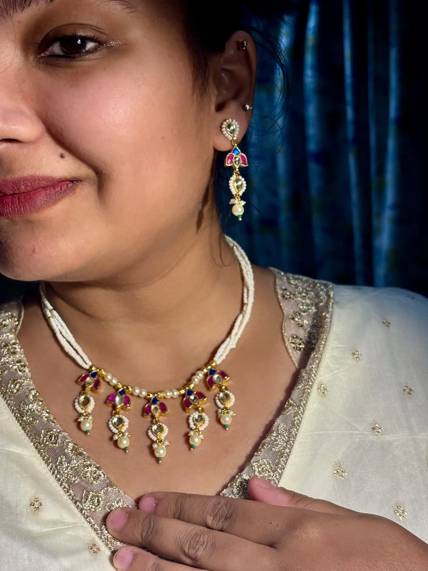 Meher Noor Pearl Drop Necklace Set