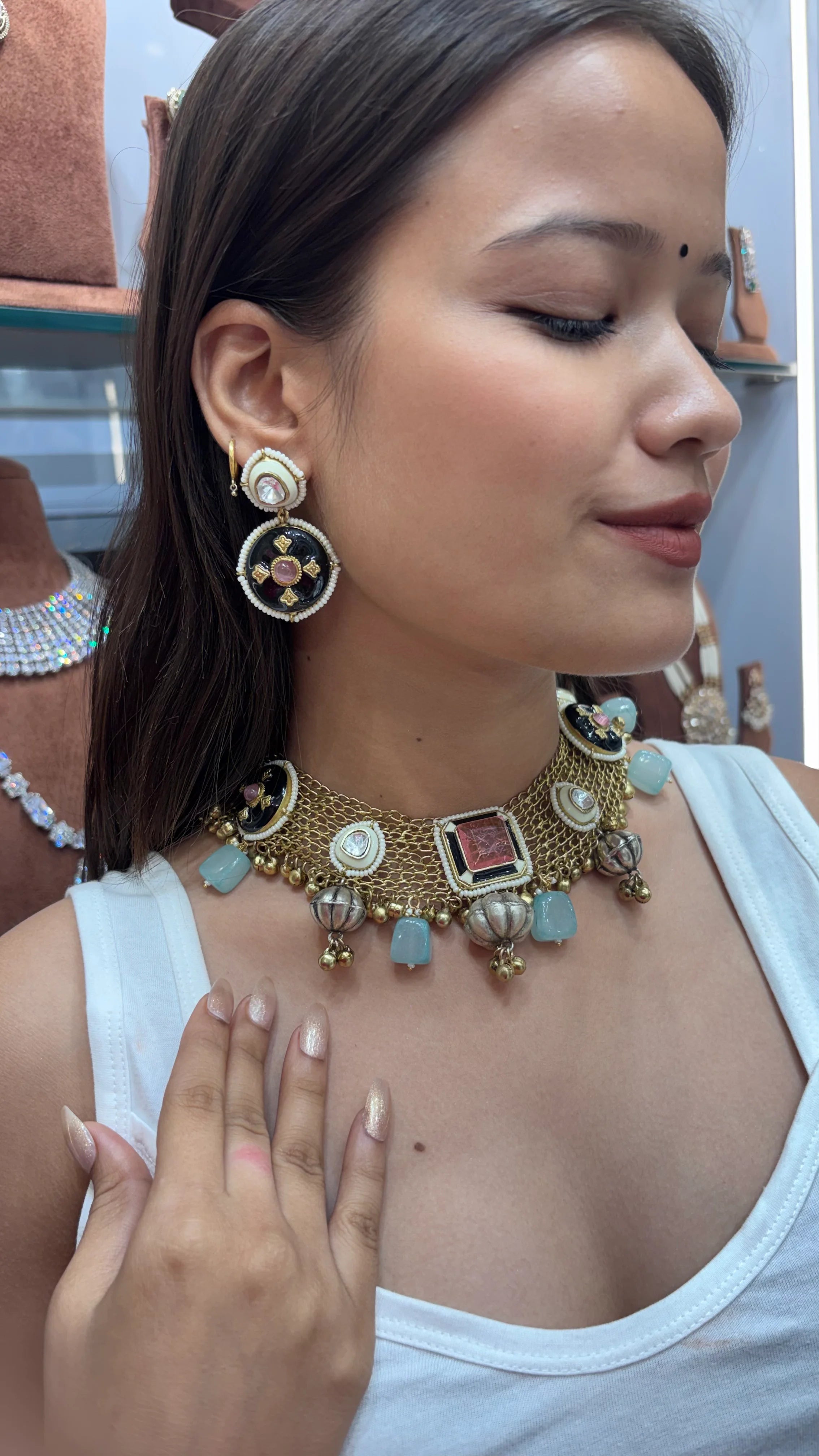 Ocean Doublet Stone Jaal Necklace