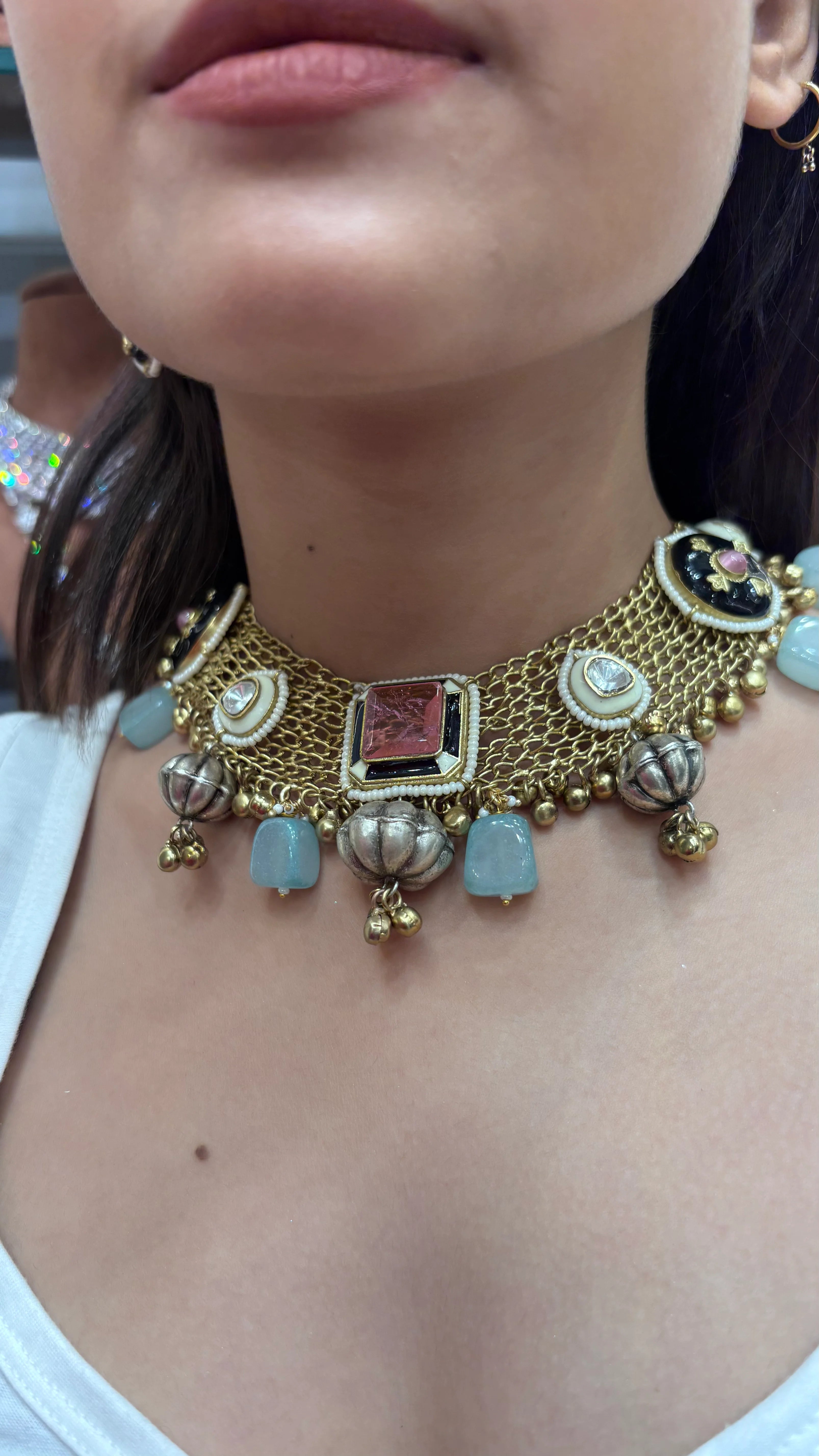 Ocean Doublet Stone Jaal Necklace