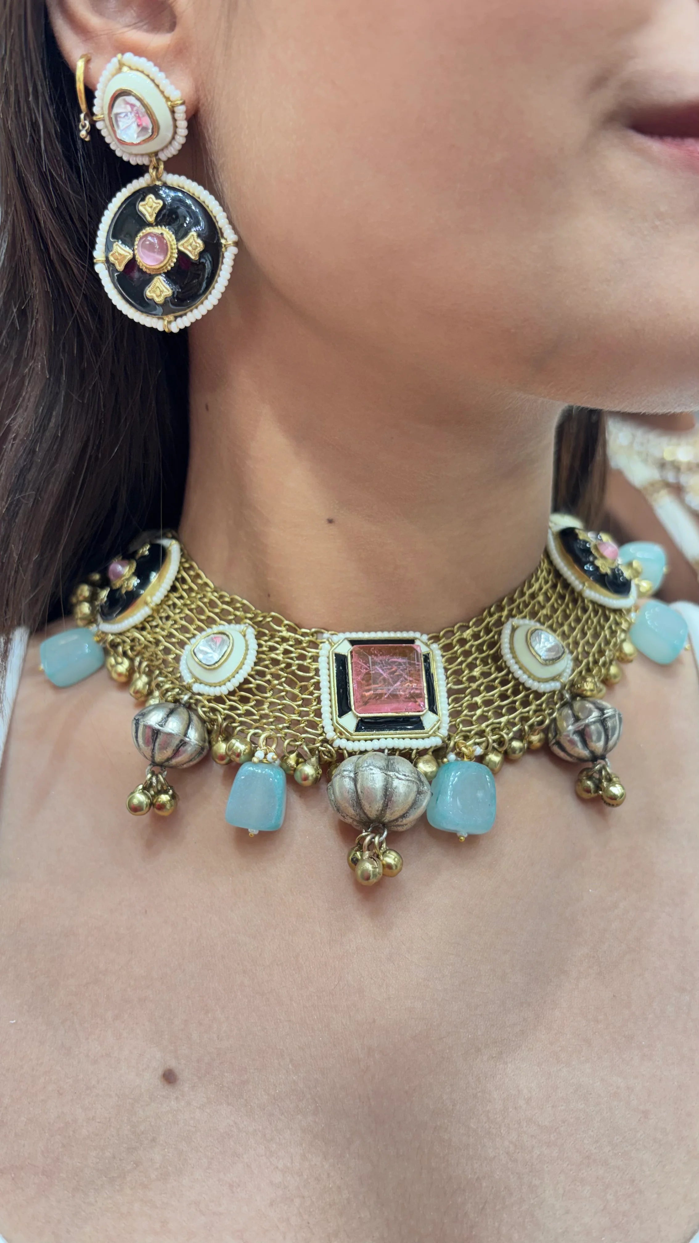 Ocean Doublet Stone Jaal Necklace