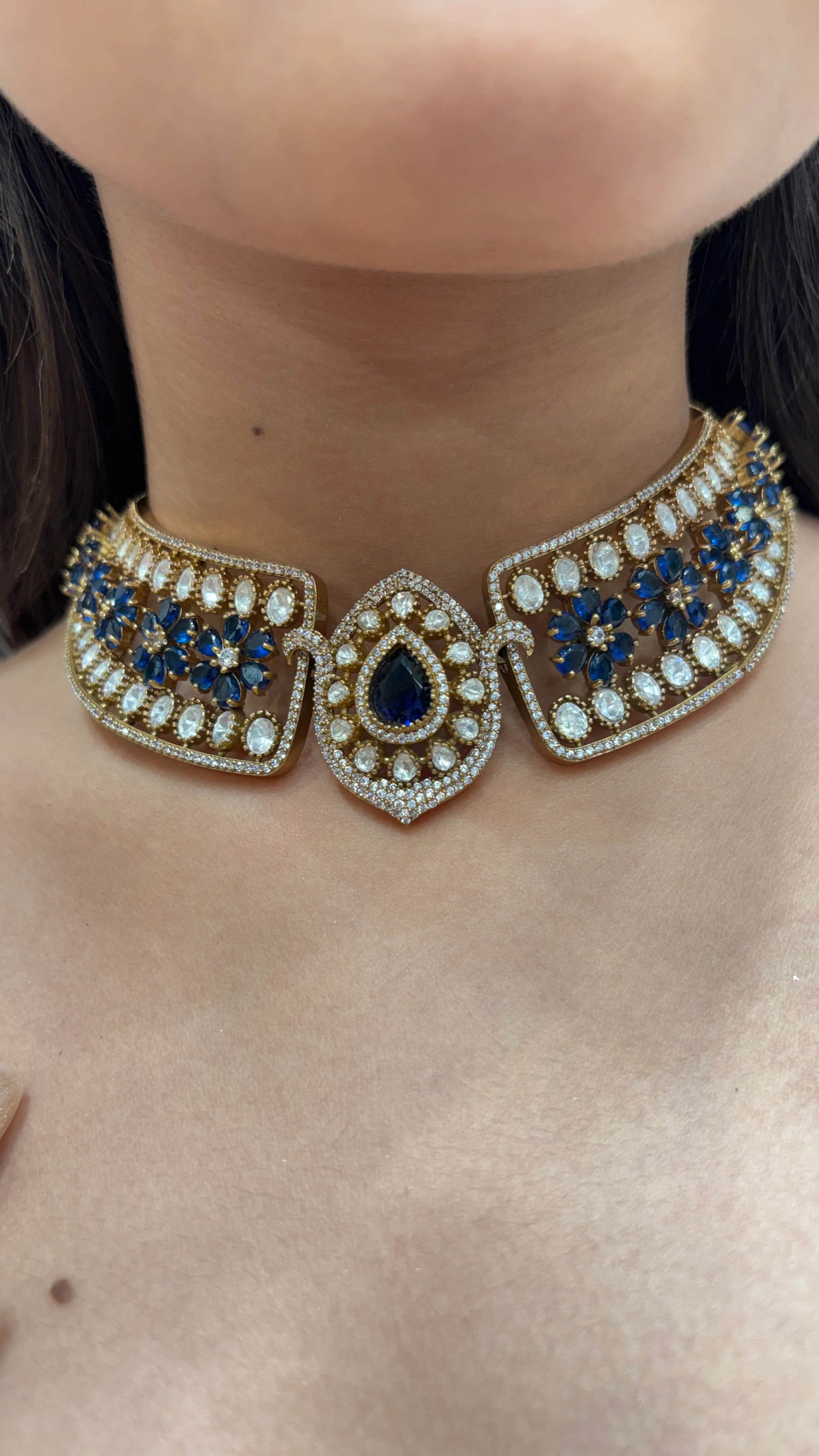 Maahi Victorian Necklace in Blue