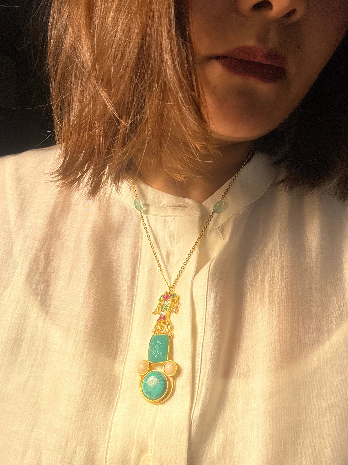 Firoza Drop Fish Pendant