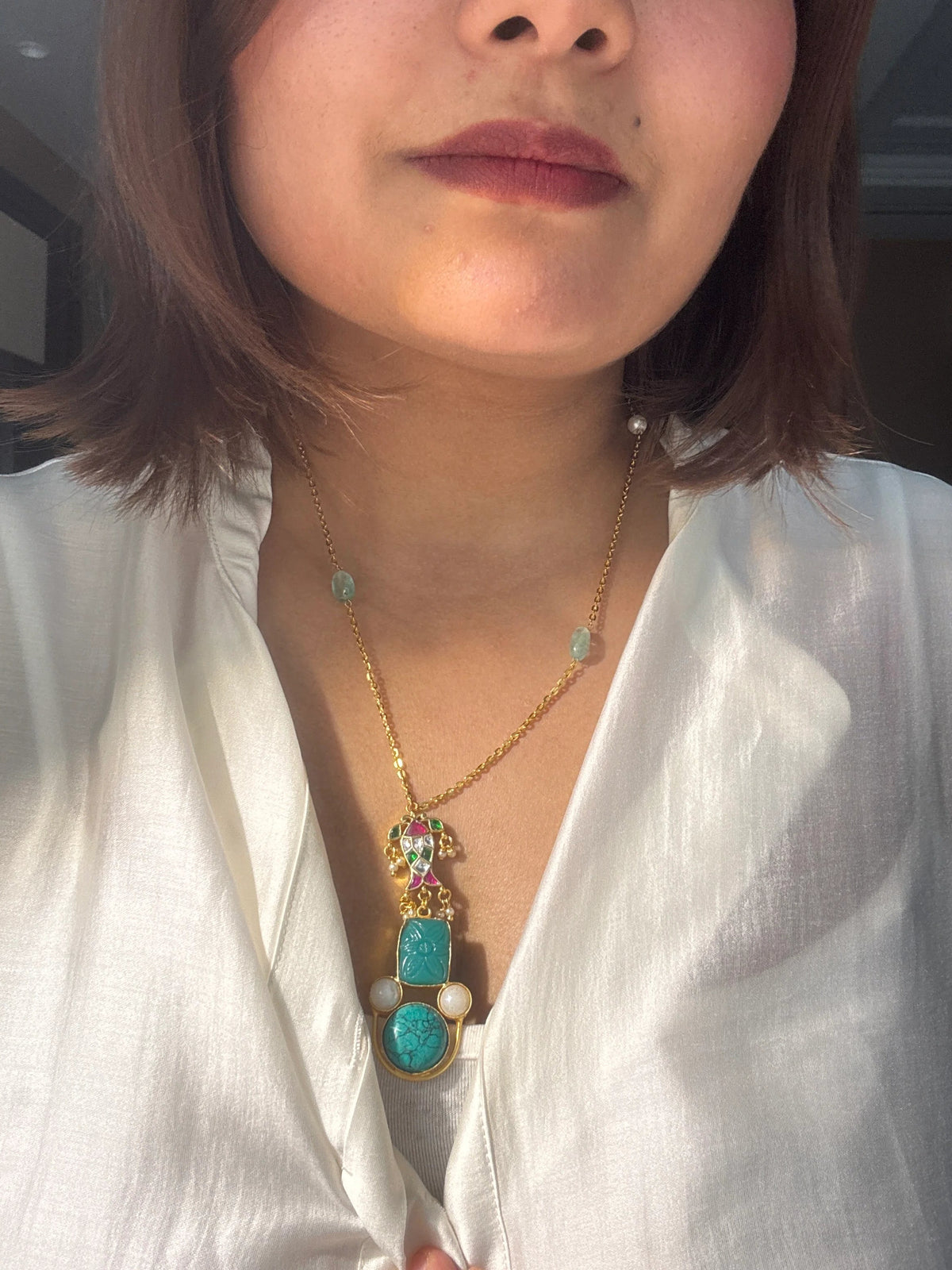 Firoza Drop Fish Pendant