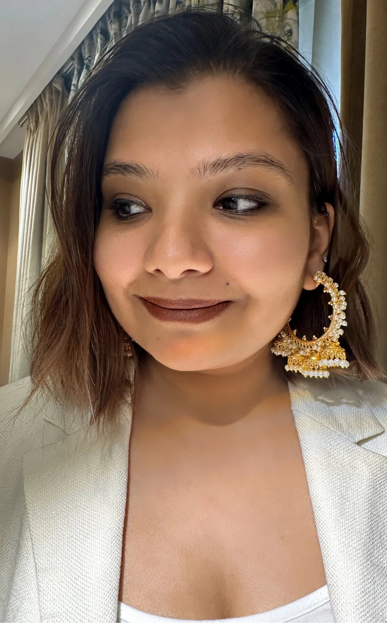 Midas Pearl Jhumka Hoop Earrings