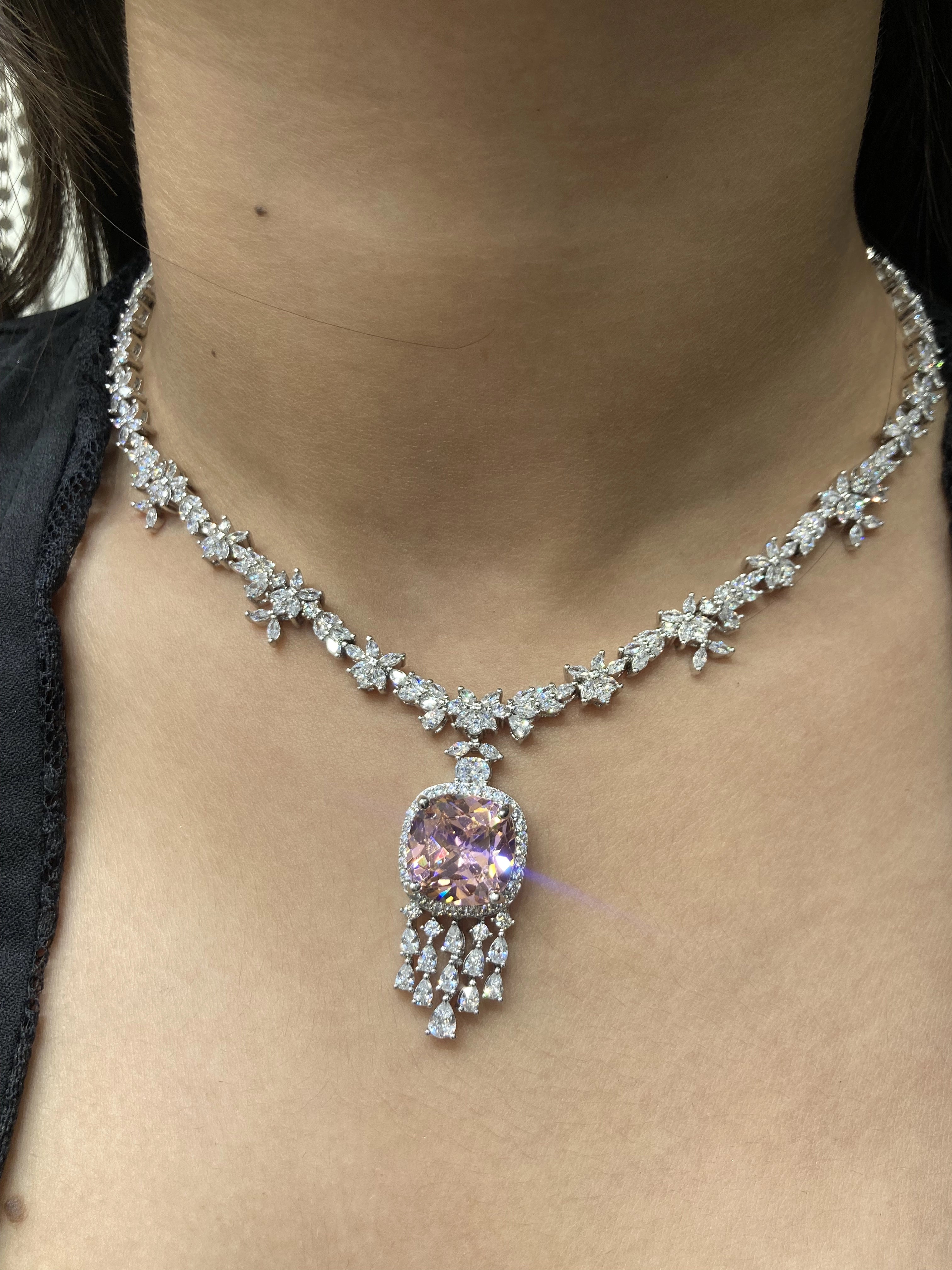 Aurora Rosaline Pink Sapphire Pendant Set