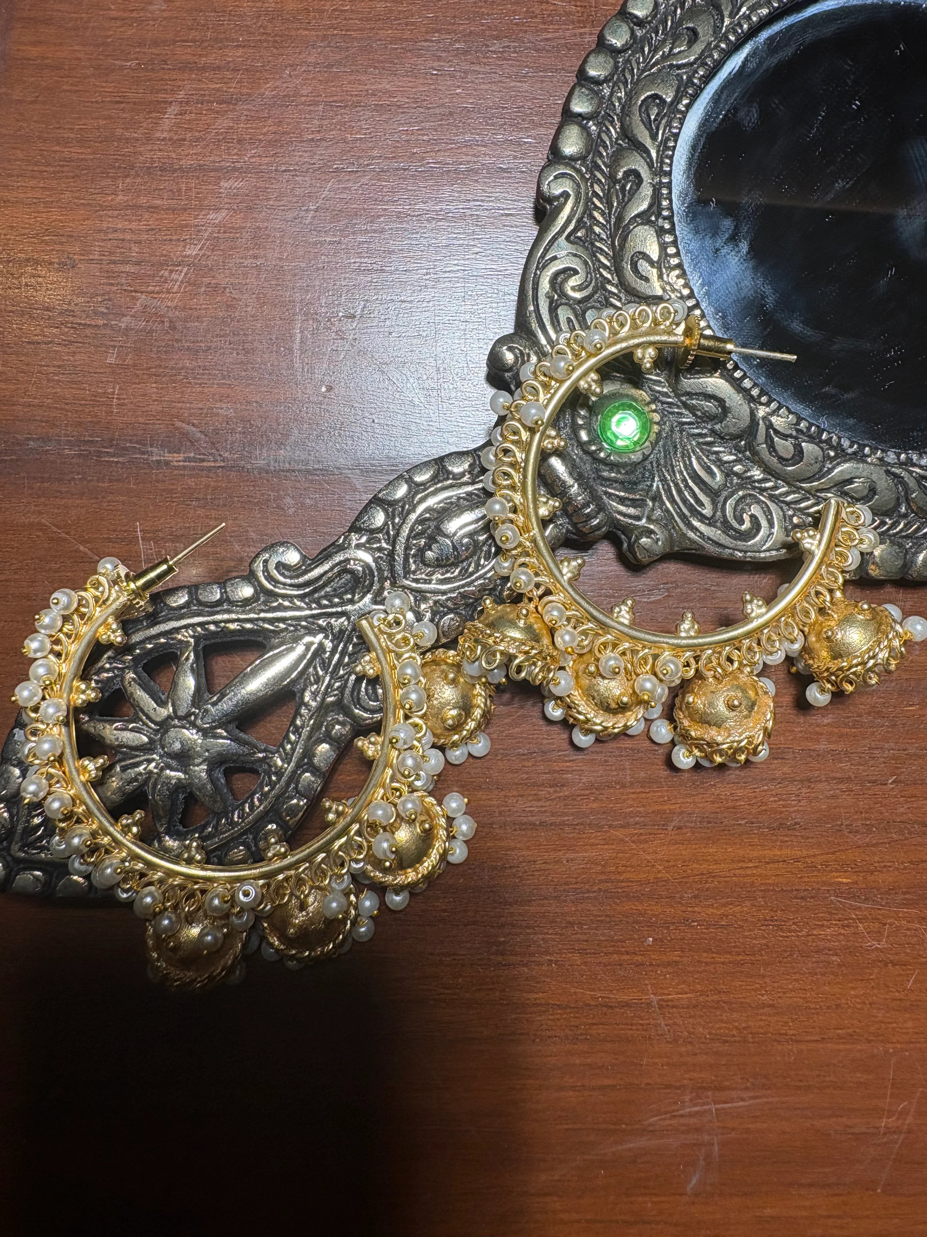 Midas Pearl Jhumka Hoop Earrings