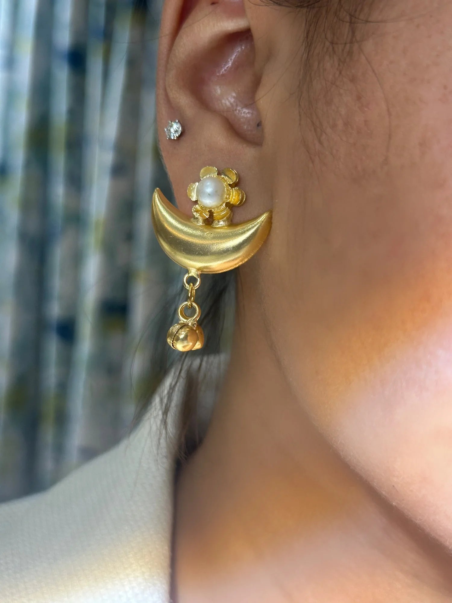 Midas Moon Pearl Drop Earrings