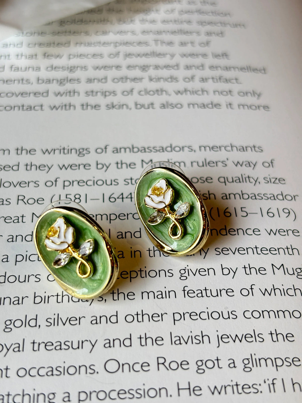 Mint Rose Earring